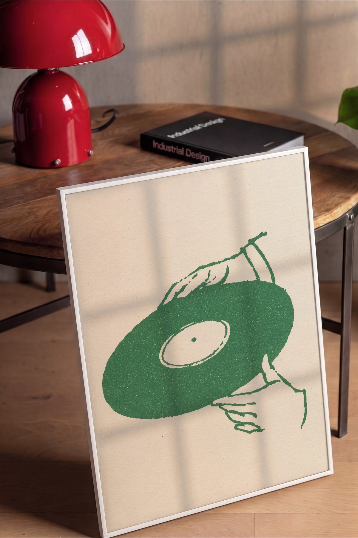Yeşil Plak ve Eller Poster – Beyaz Çerçeveli Tablo