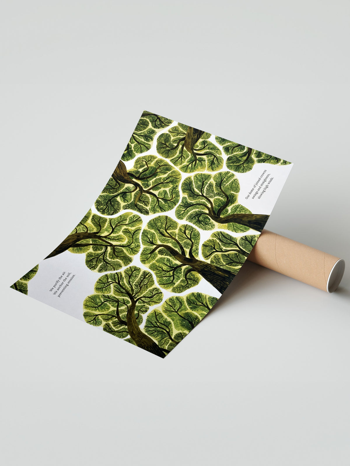 We purify the air. We anchor the soil, preventing erosion. Çerçevesiz Poster
