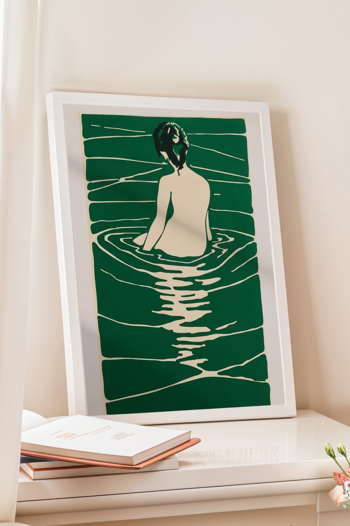 Yüzme Tasviri Poster – Beyaz Çerçeveli Tablo