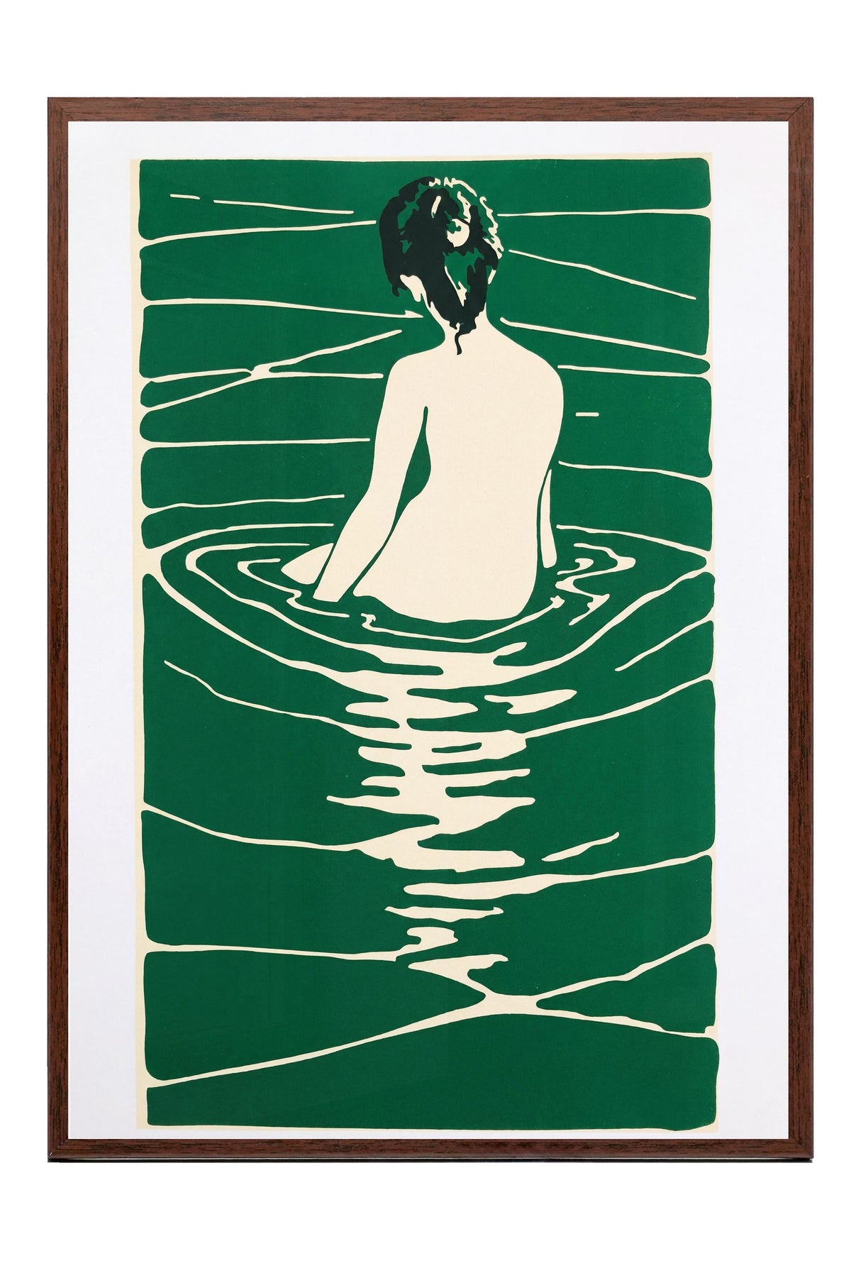 Yüzme Tasviri Poster – Kahverengi Çerçeveli Tablo