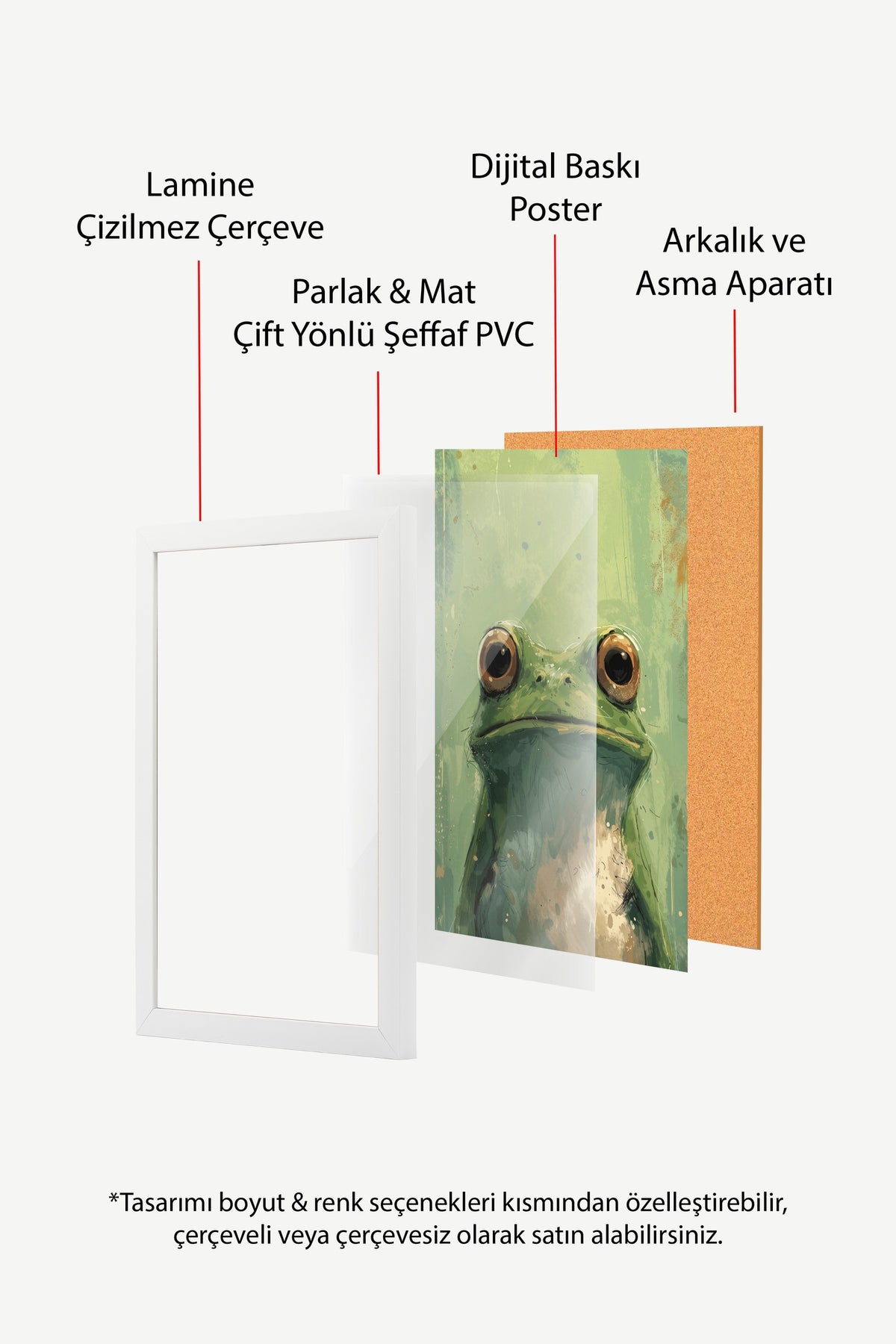 Kurbağa Portresi Poster – Beyaz Çerçeveli Tablo