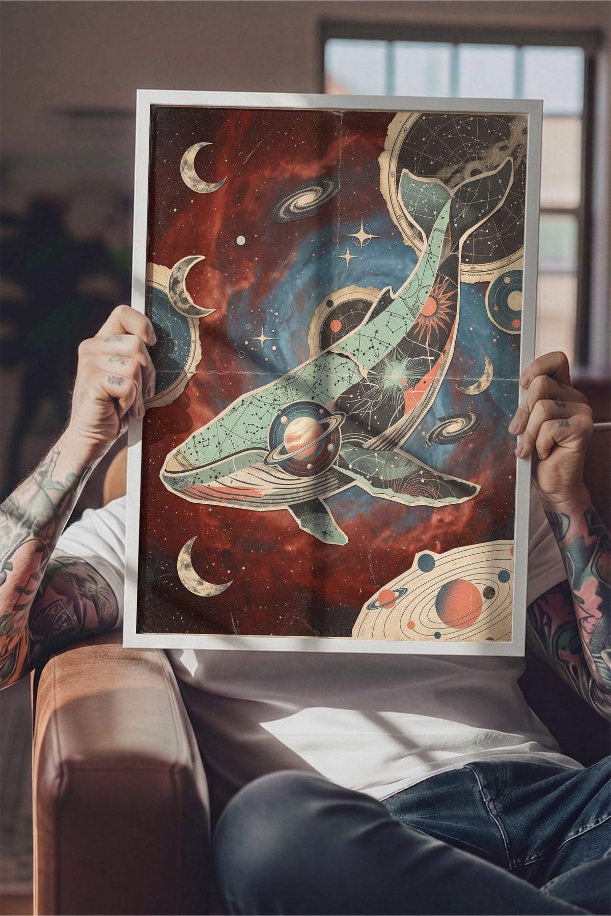 Kozmik Balina Poster – Beyaz Çerçeveli Tablo