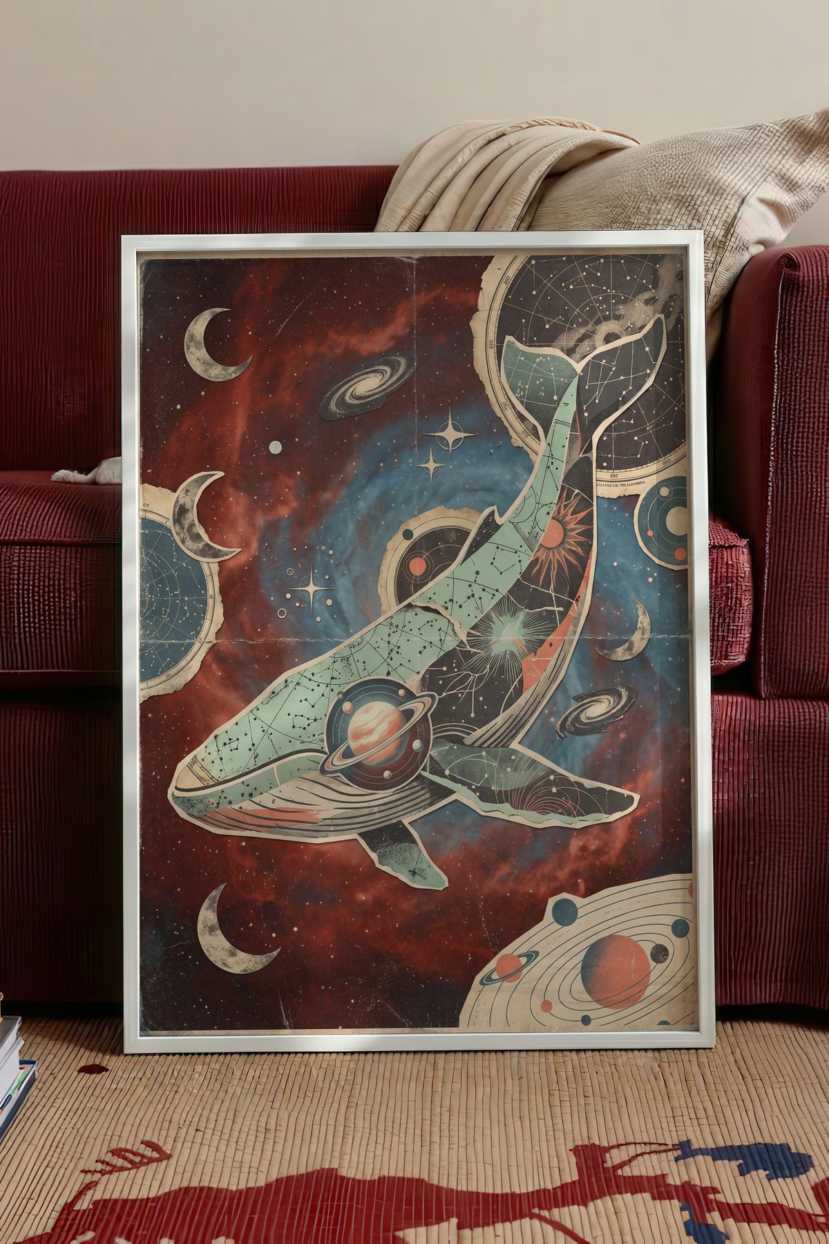Kozmik Balina Poster – Beyaz Çerçeveli Tablo