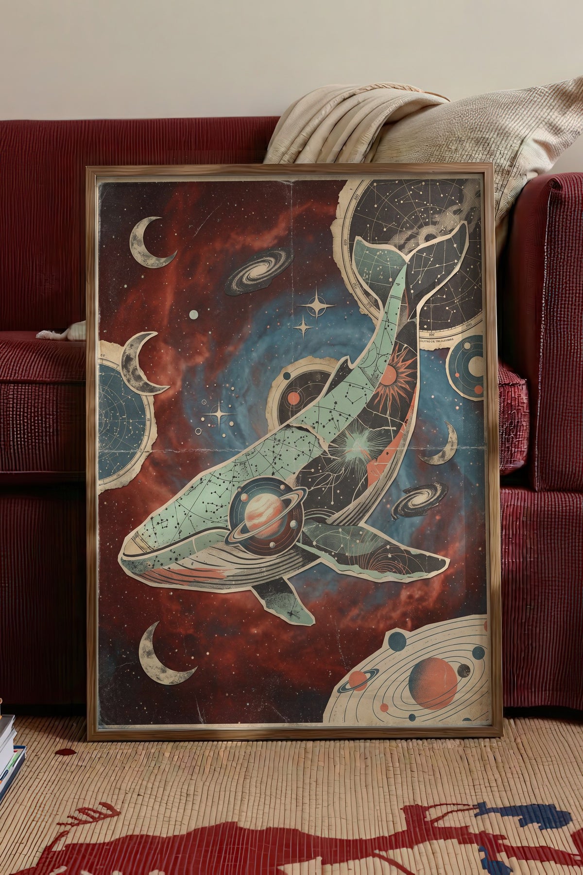 Kozmik Balina Poster – Kahverengi Çerçeveli Tablo