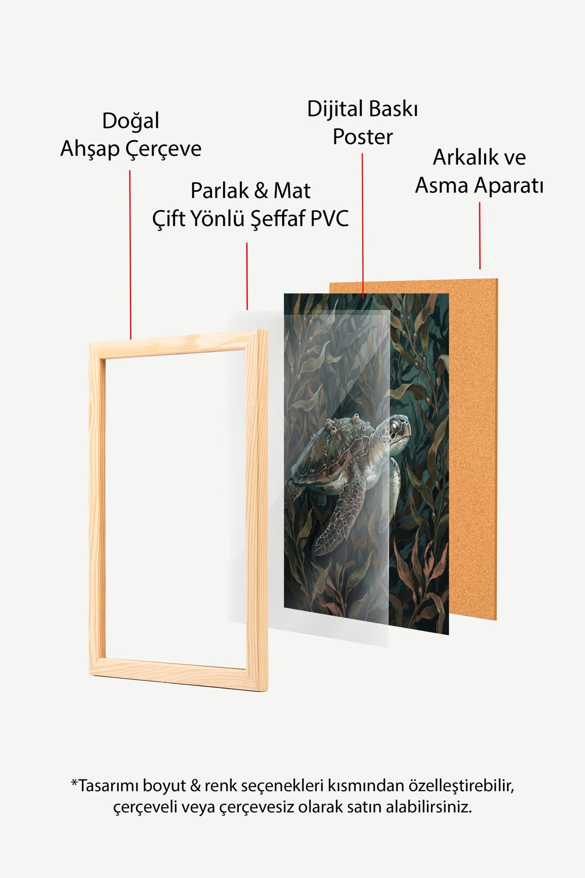 Denizaltındaki Kaplumbağa Poster – Ahşap Çerçeveli Tablo