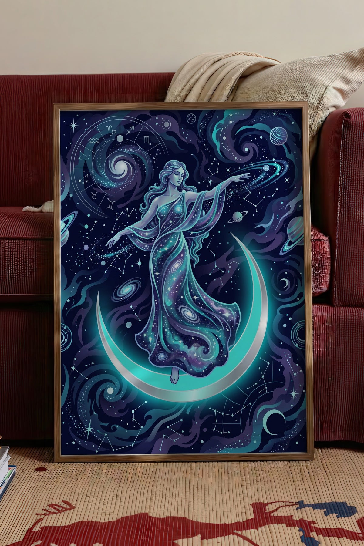 Gökyüzü Tanrıçası Poster – Kahverengi Çerçeveli Tablo