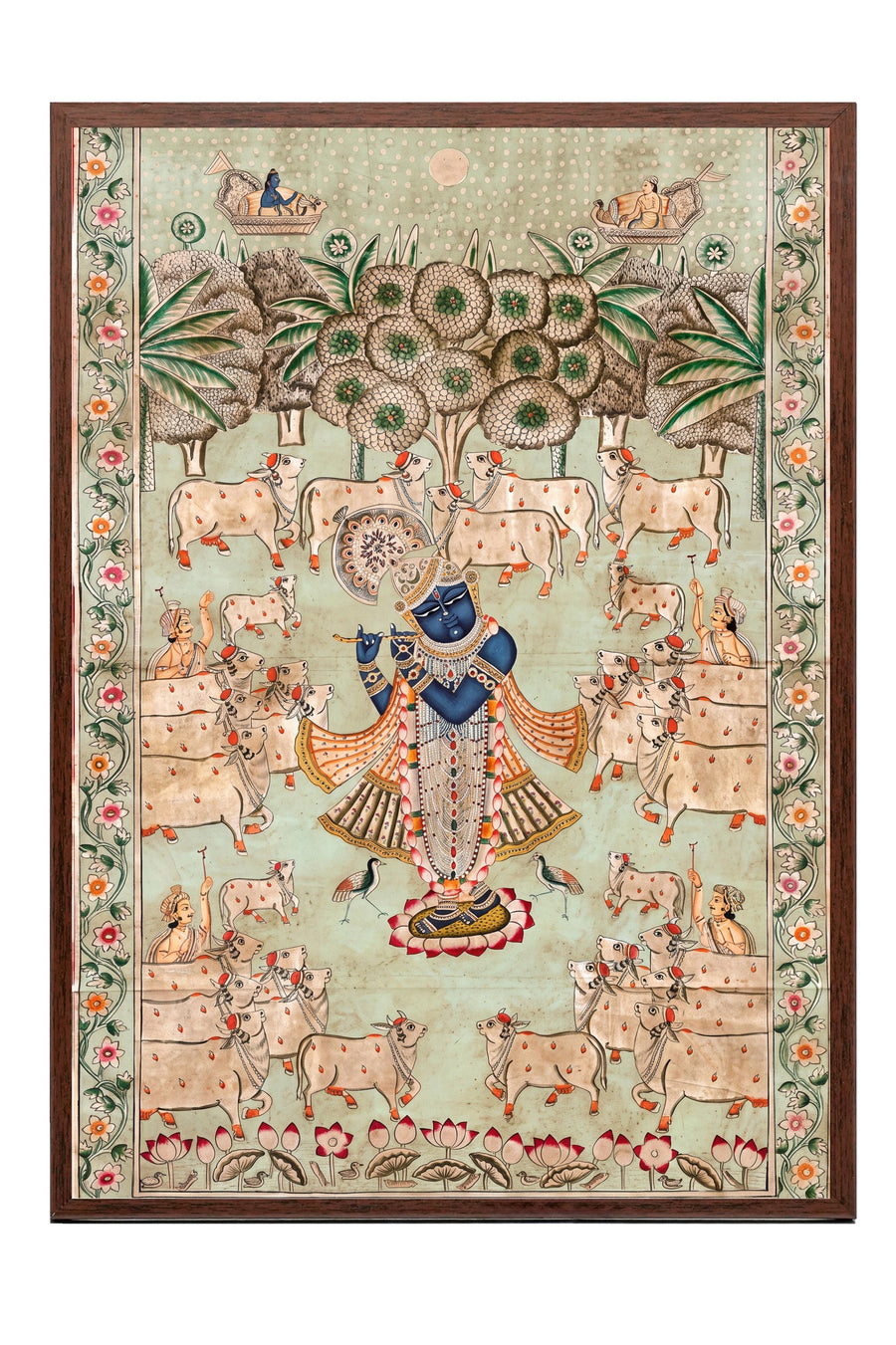 Hindistan Mitolojisi Temalı Sanat Poster – Kahverengi Çerçeveli Tablo