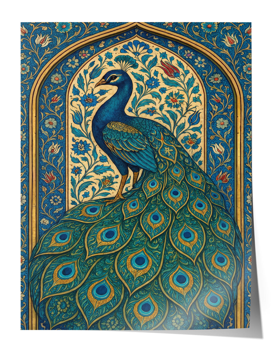 Tavus Kuşu Motifli Duvar Sanatı Çerçevesiz Poster