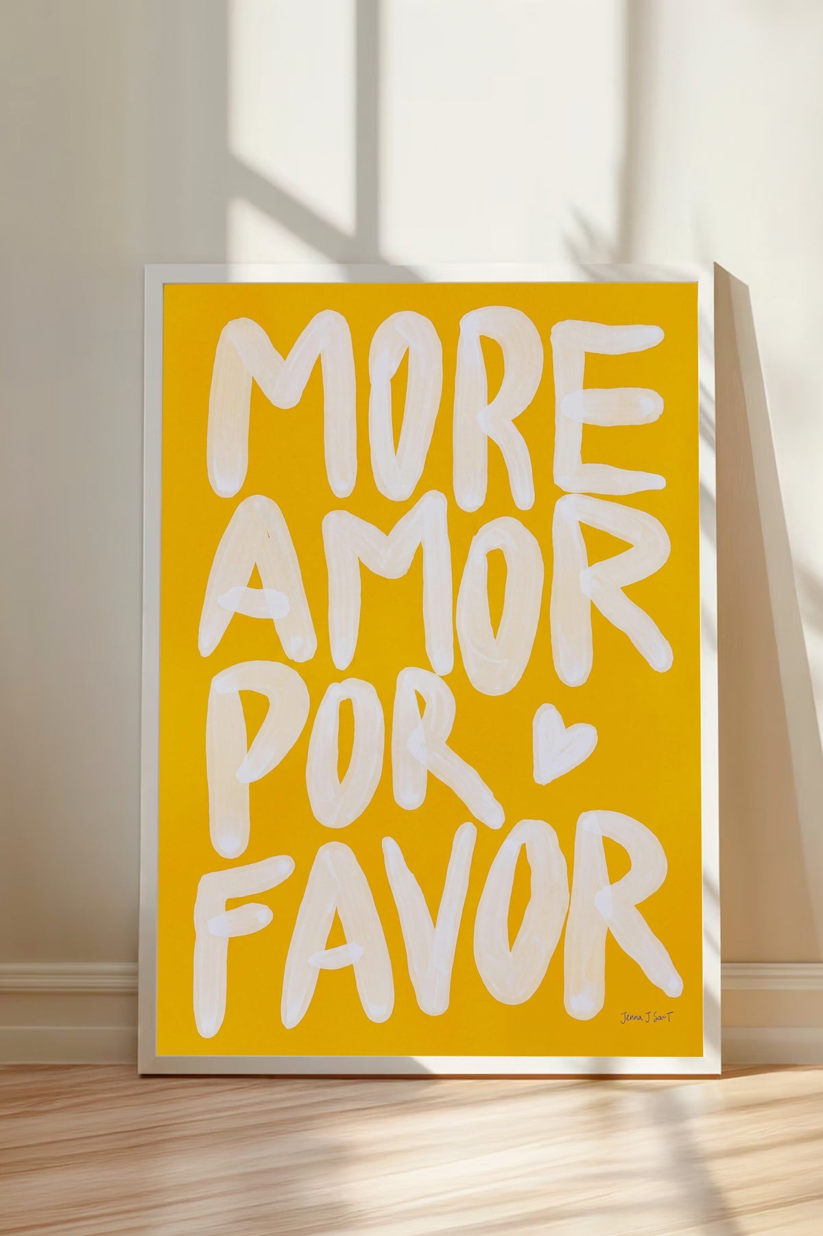 MORE AMOR POR FAVOR Poster – Beyaz Çerçeveli Tablo