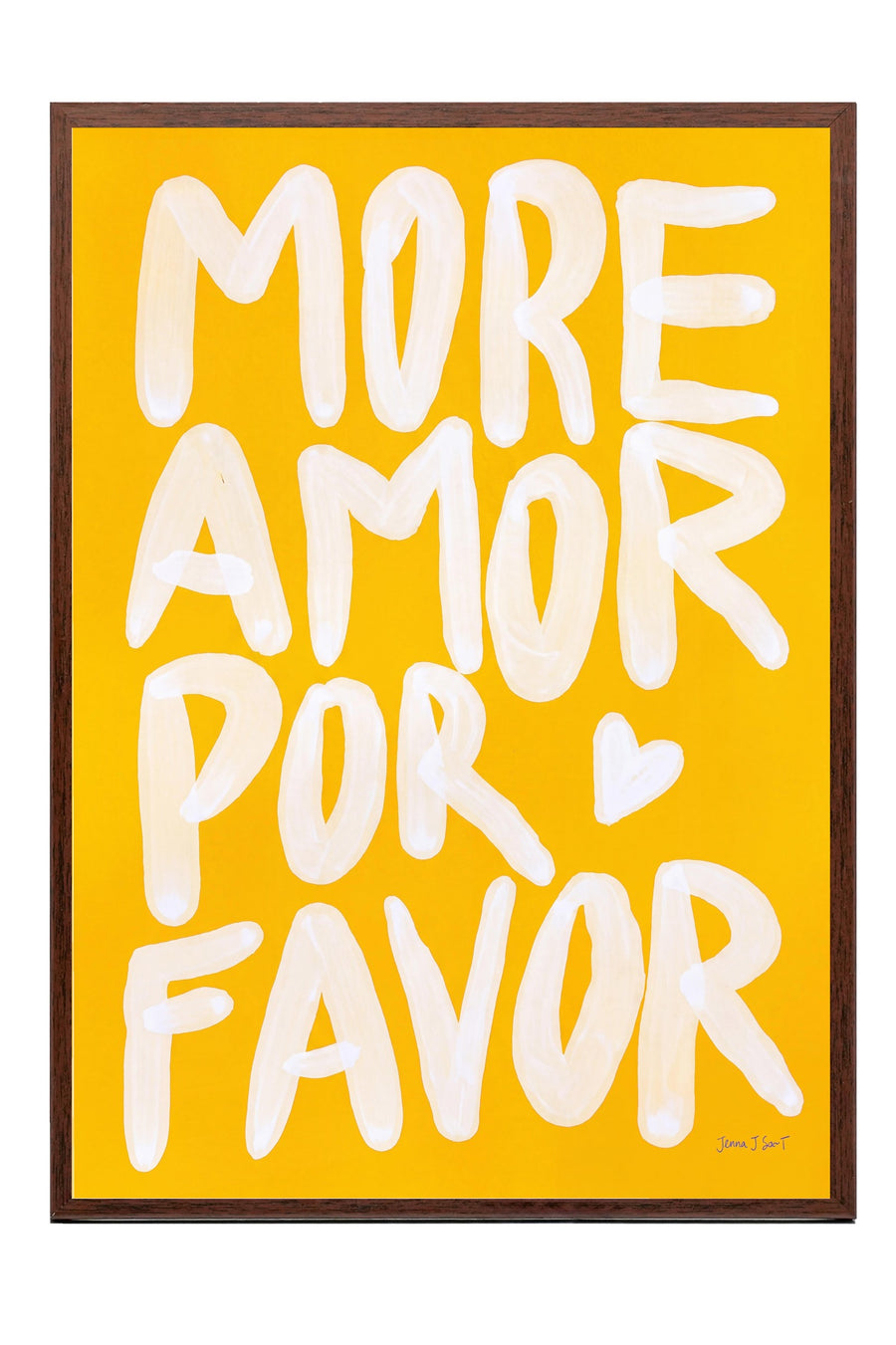 MORE AMOR POR FAVOR Poster – Kahverengi Çerçeveli Tablo
