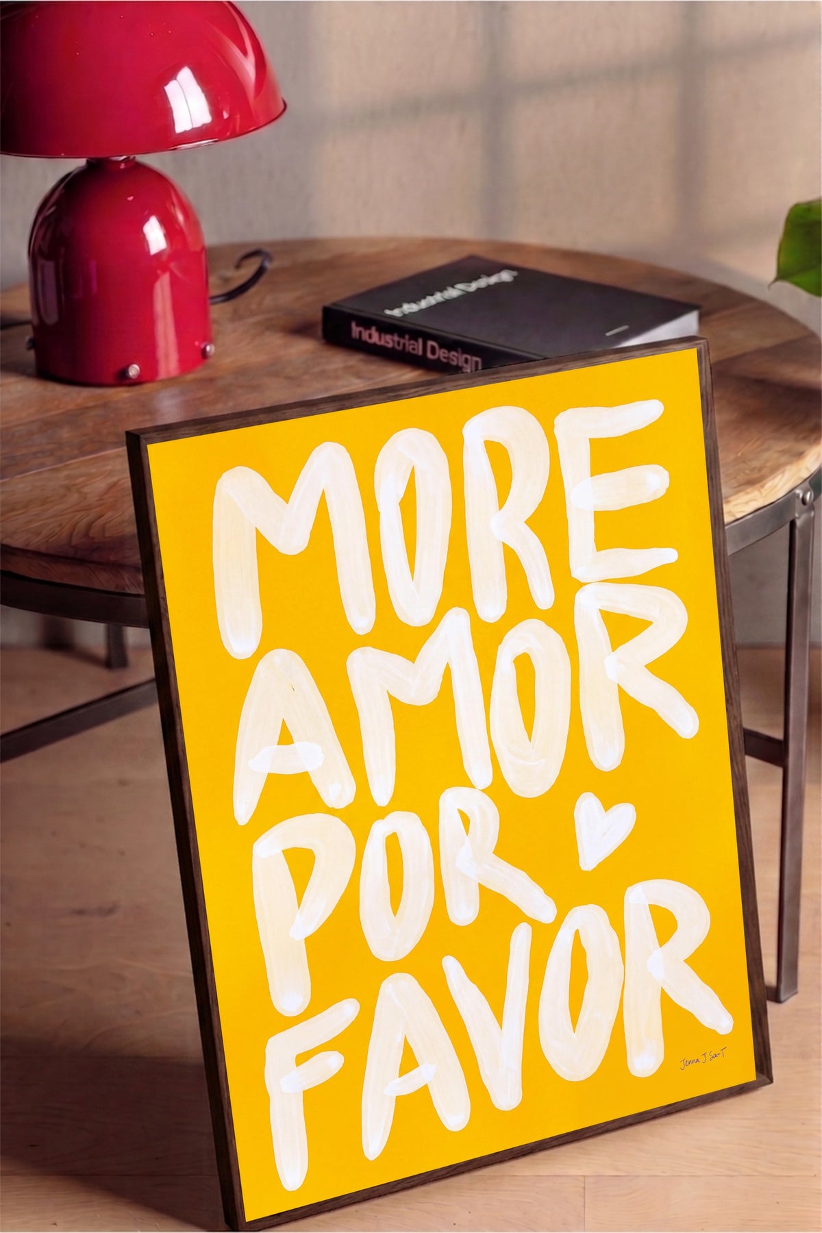MORE AMOR POR FAVOR Poster – Kahverengi Çerçeveli Tablo
