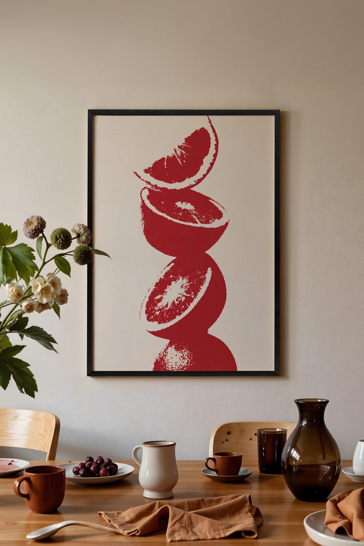 Kırmızı Turunçgiller Poster – Siyah Çerçeveli Tablo