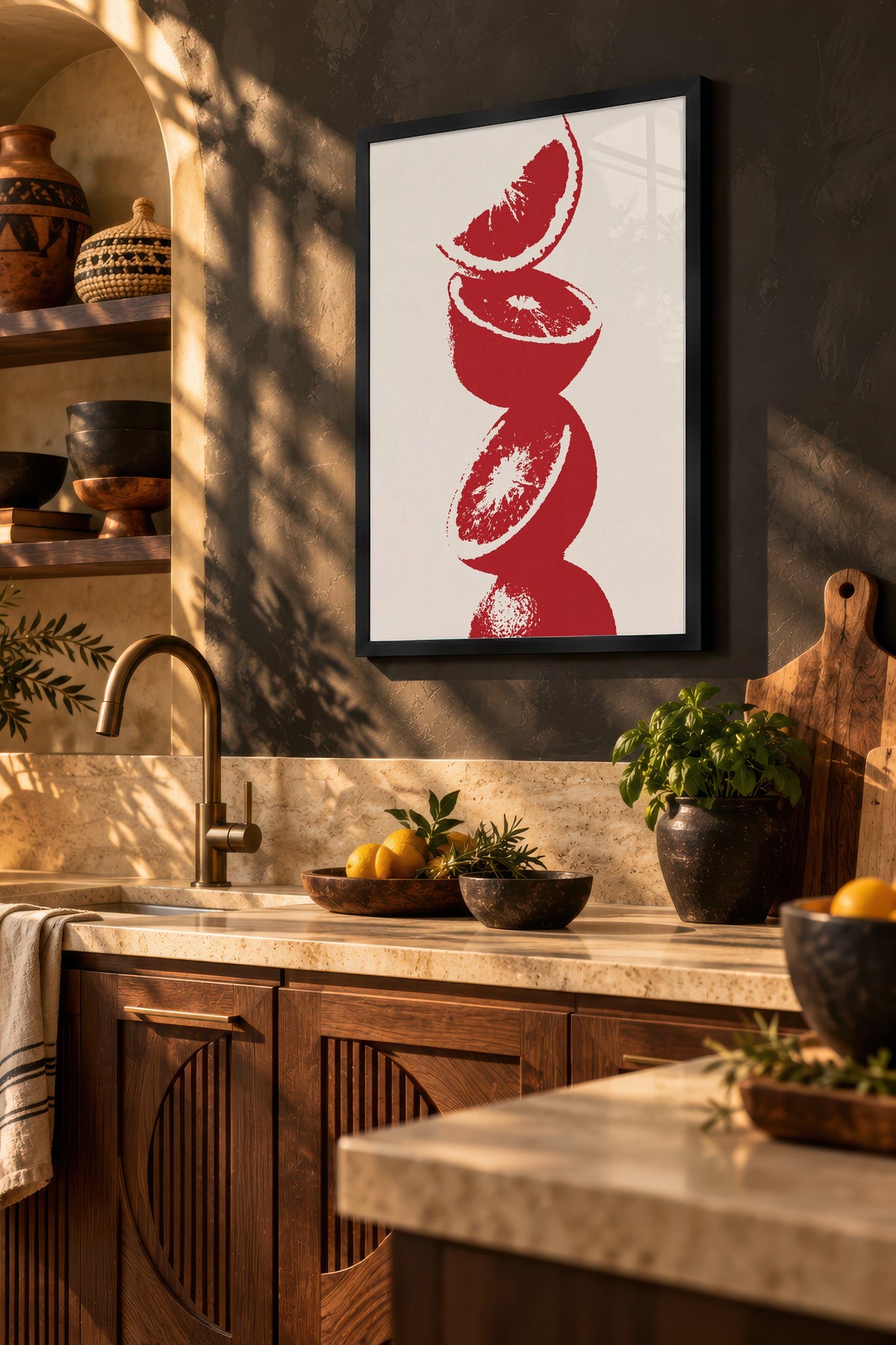 Kırmızı Turunçgiller Poster – Siyah Çerçeveli Tablo