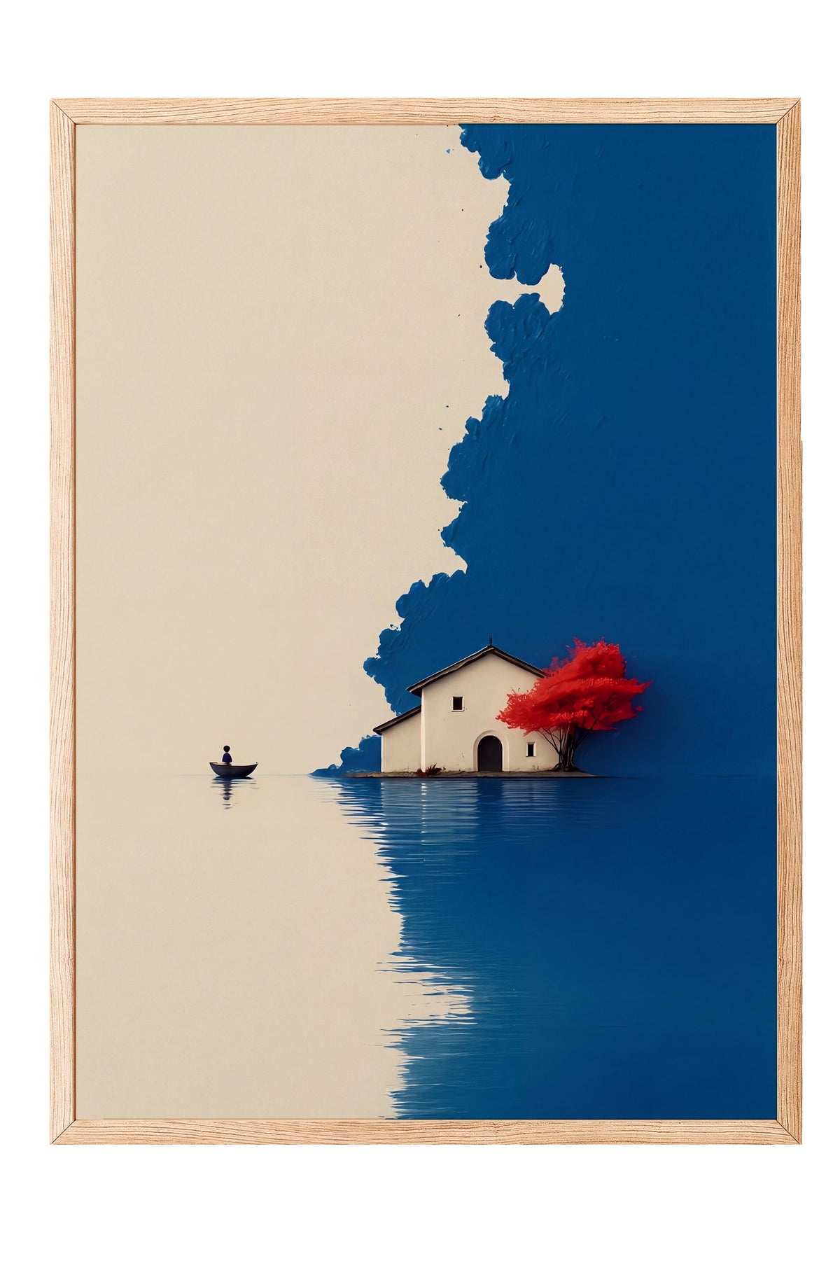 Doğa ve Ev Manzarası Poster – Ahşap Çerçeveli Tablo