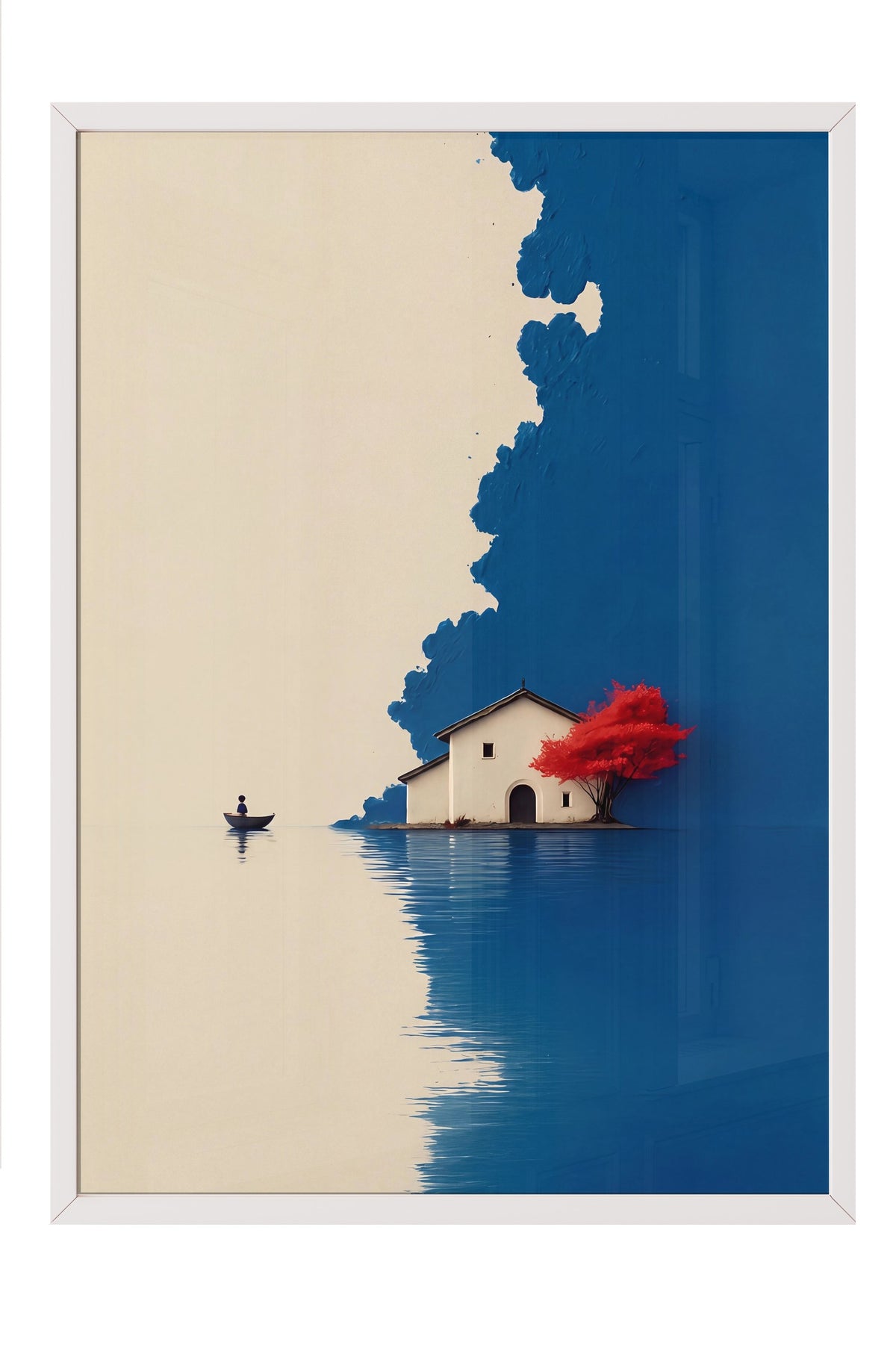 Doğa ve Ev Manzarası Poster – Beyaz Çerçeveli Tablo