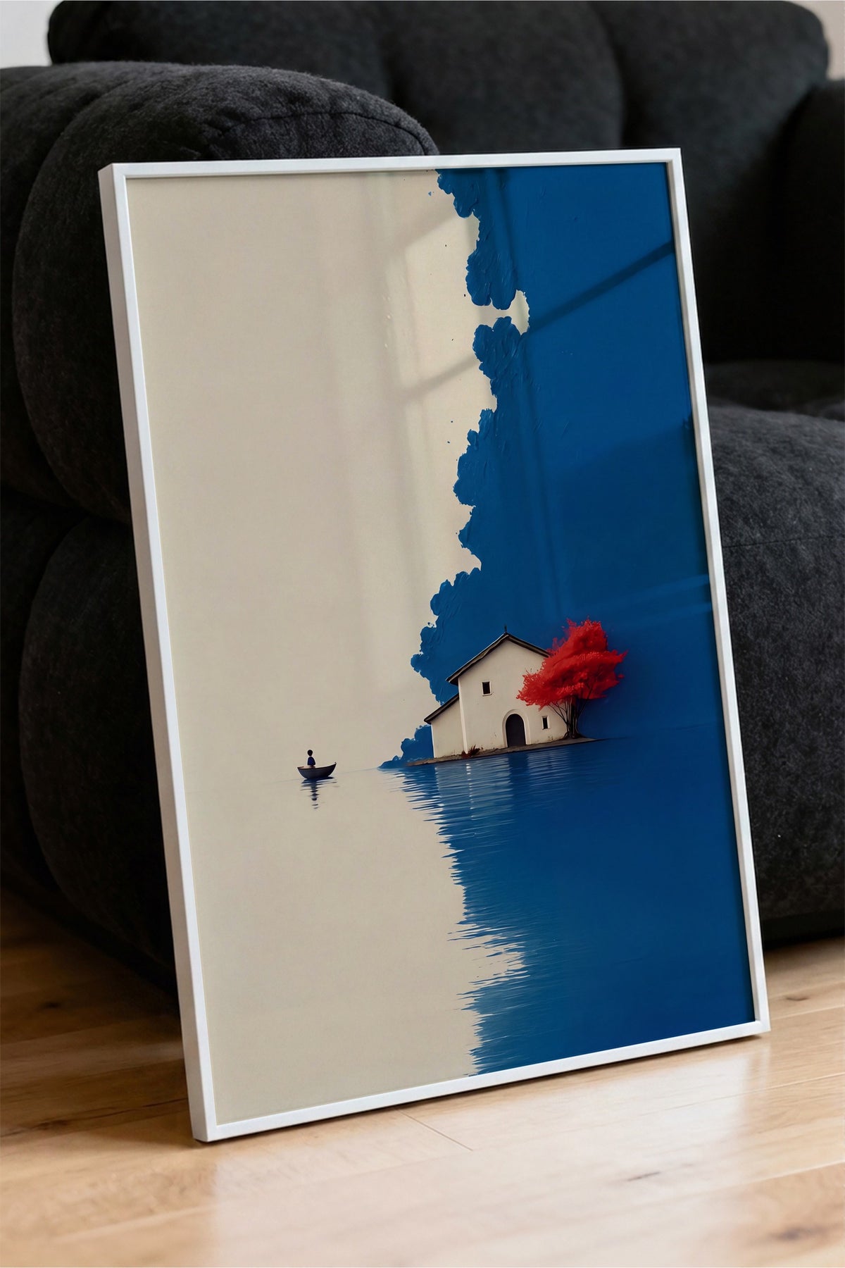 Doğa ve Ev Manzarası Poster – Beyaz Çerçeveli Tablo