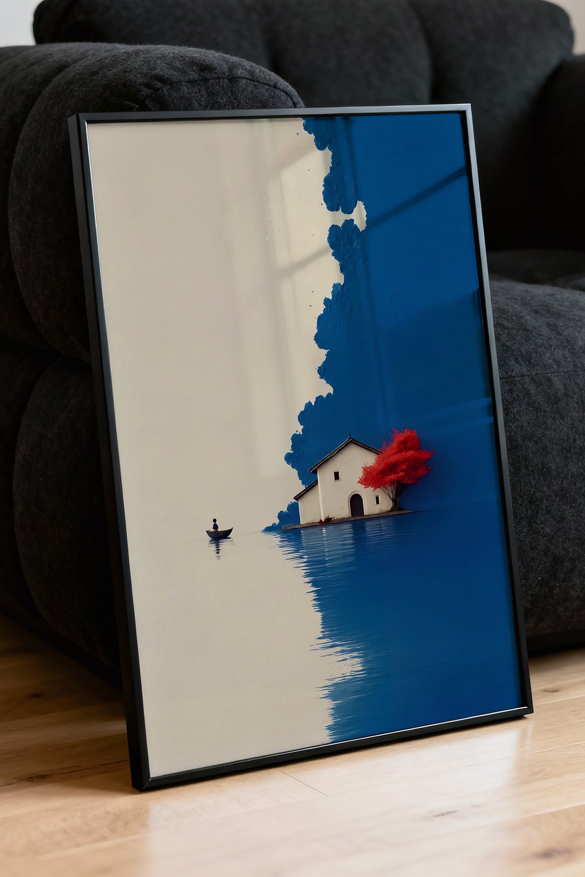 Doğa ve Ev Manzarası Poster – Siyah Çerçeveli Tablo