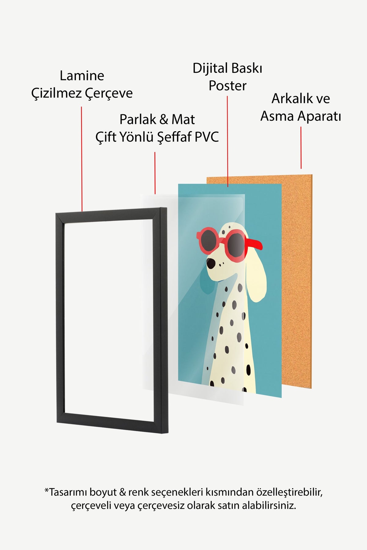 Gözlük Takan Dalmaçyalı Poster – Siyah Çerçeveli Tablo