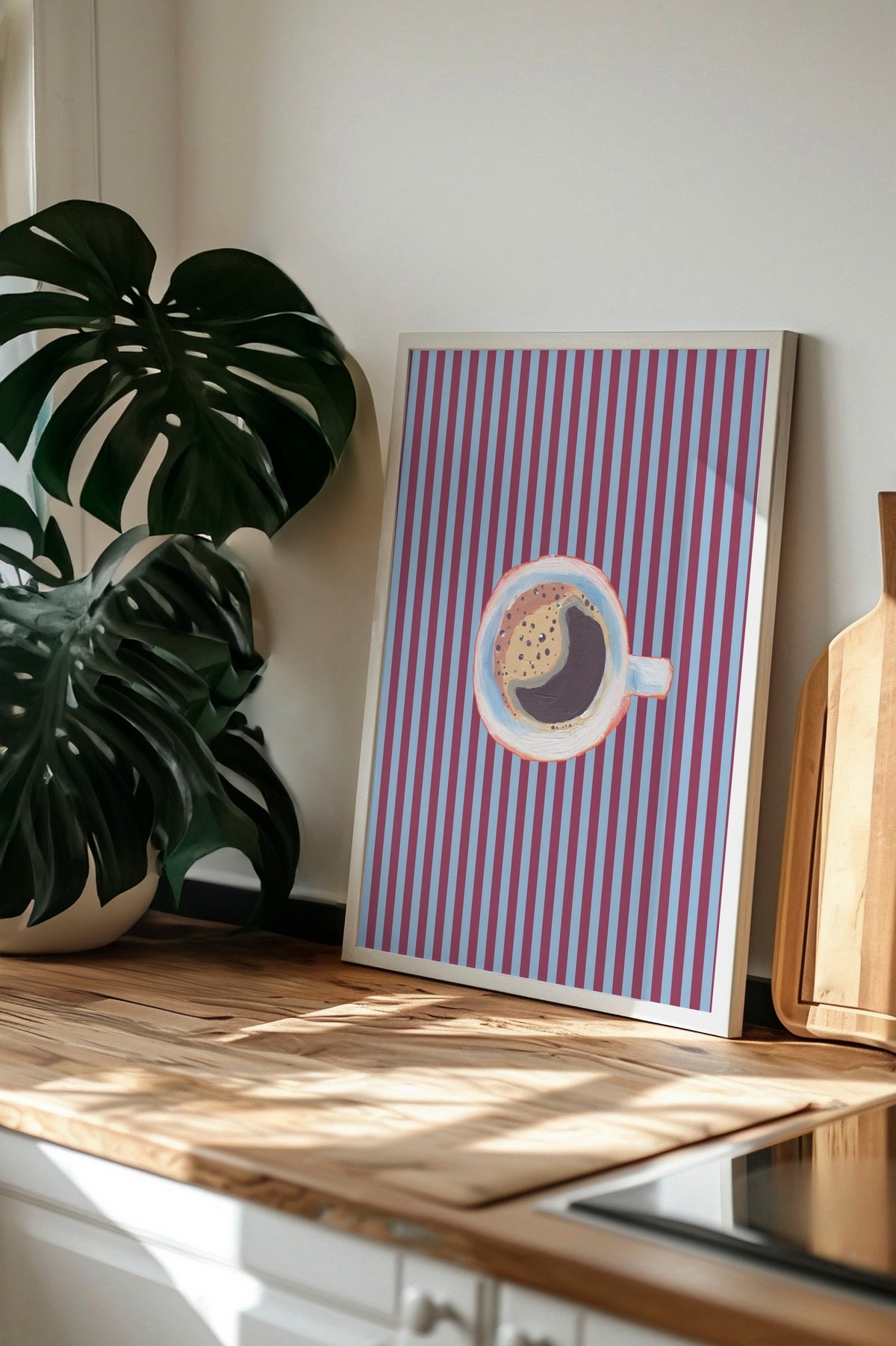 Kahve Fincanı Çizimi Poster – Beyaz Çerçeveli Tablo