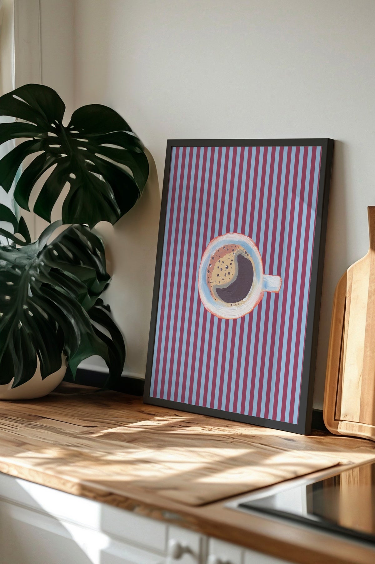 Kahve Fincanı Çizimi Poster – Siyah Çerçeveli Tablo