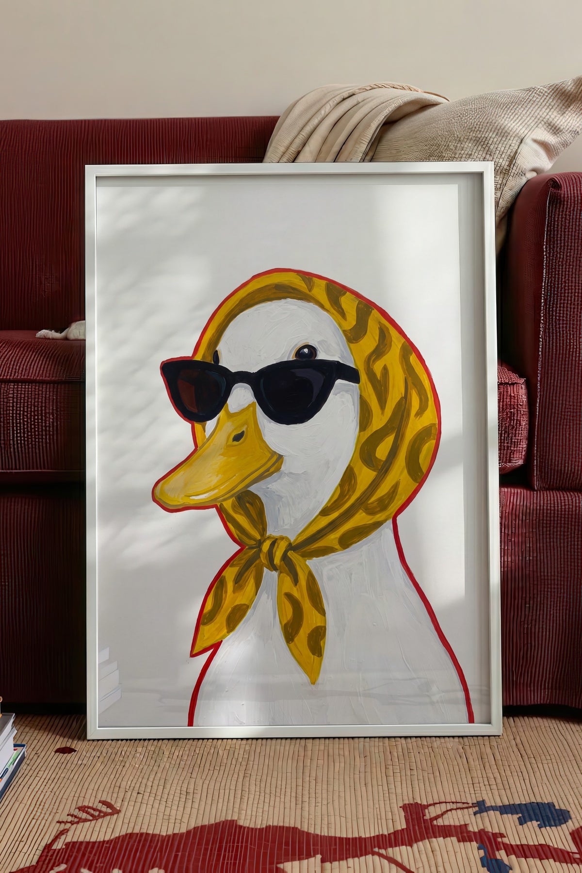 Eğlenceli Ördek İllüstrasyonu Poster – Beyaz Çerçeveli Tablo