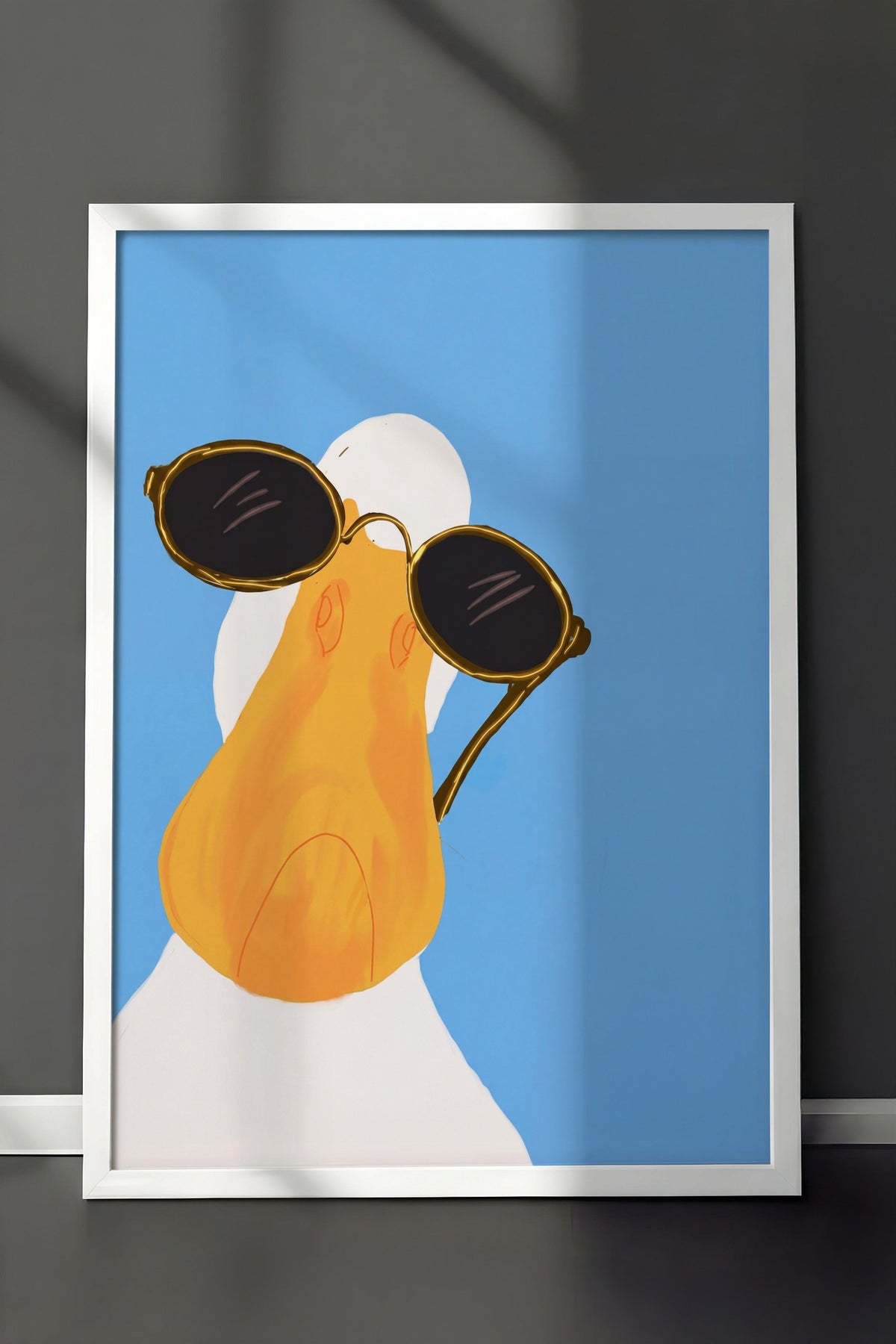 Gözlüklü Ördek Poster – Beyaz Çerçeveli Tablo