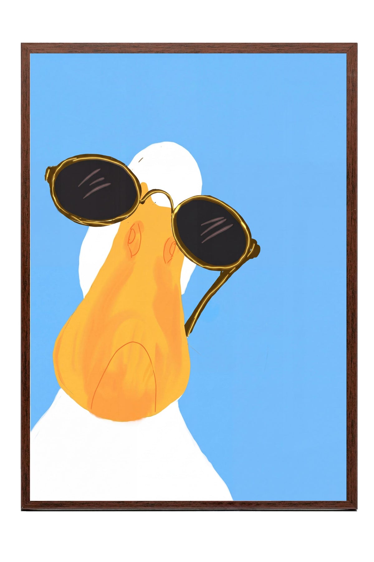Gözlüklü Ördek Poster – Kahverengi Çerçeveli Tablo