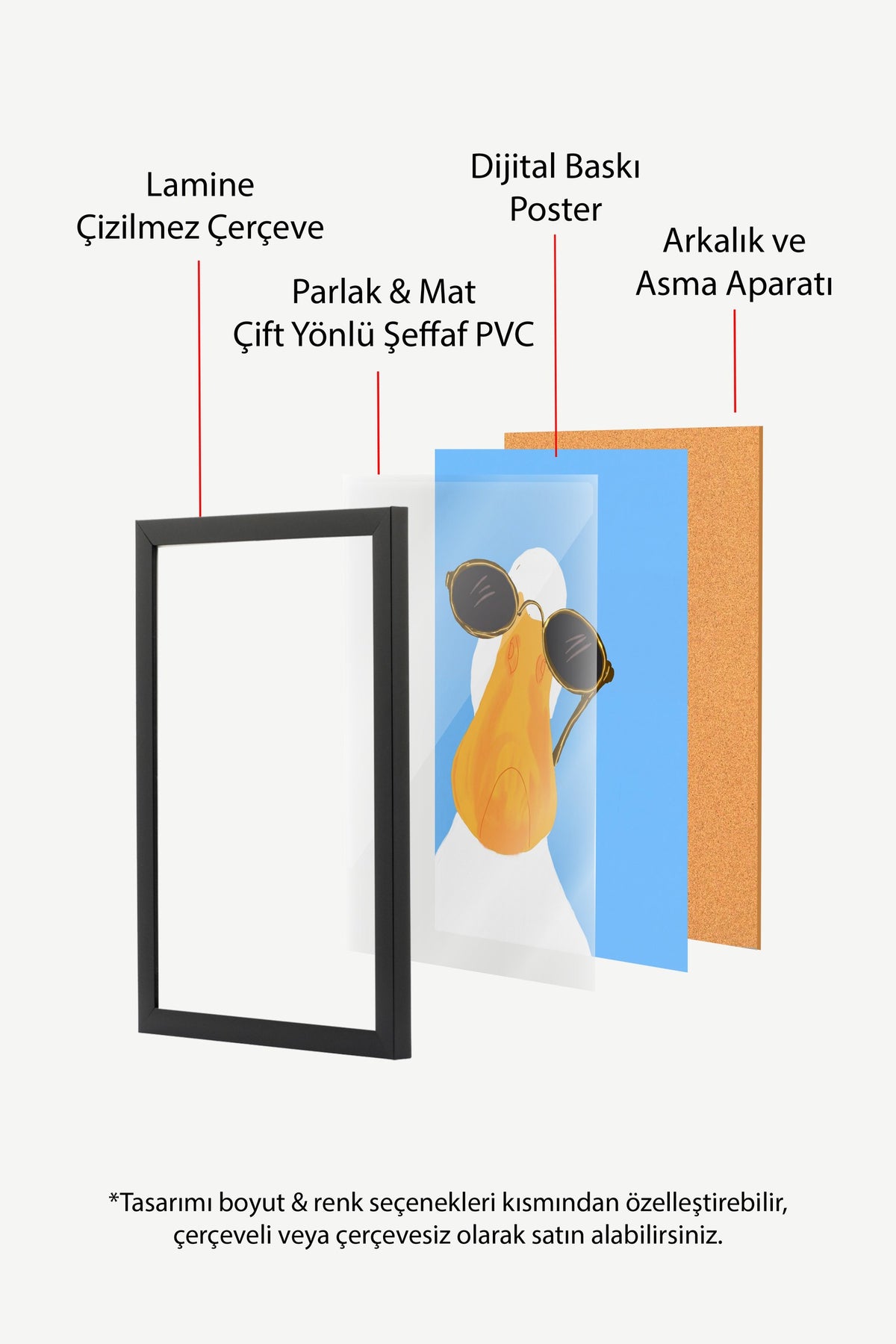 Gözlüklü Ördek Poster – Siyah Çerçeveli Tablo
