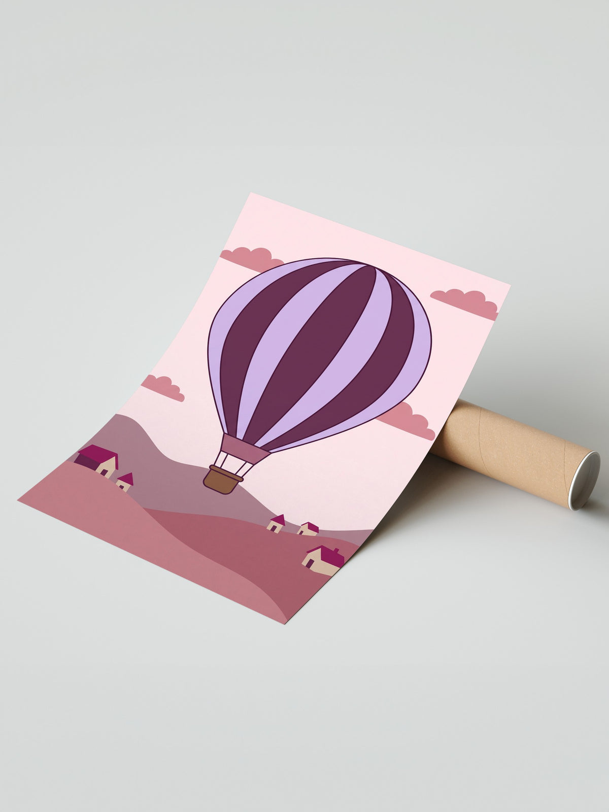Sıcak Hava Balonlu Manzara Çerçevesiz Poster