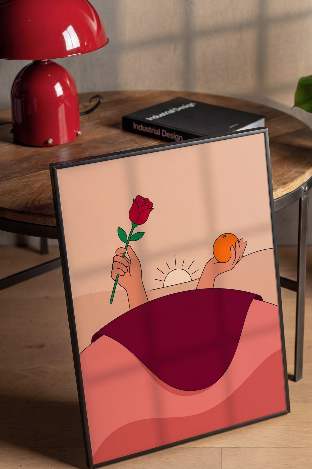 Gül ve Portakal Tutan Eller Poster – Siyah Çerçeveli Tablo