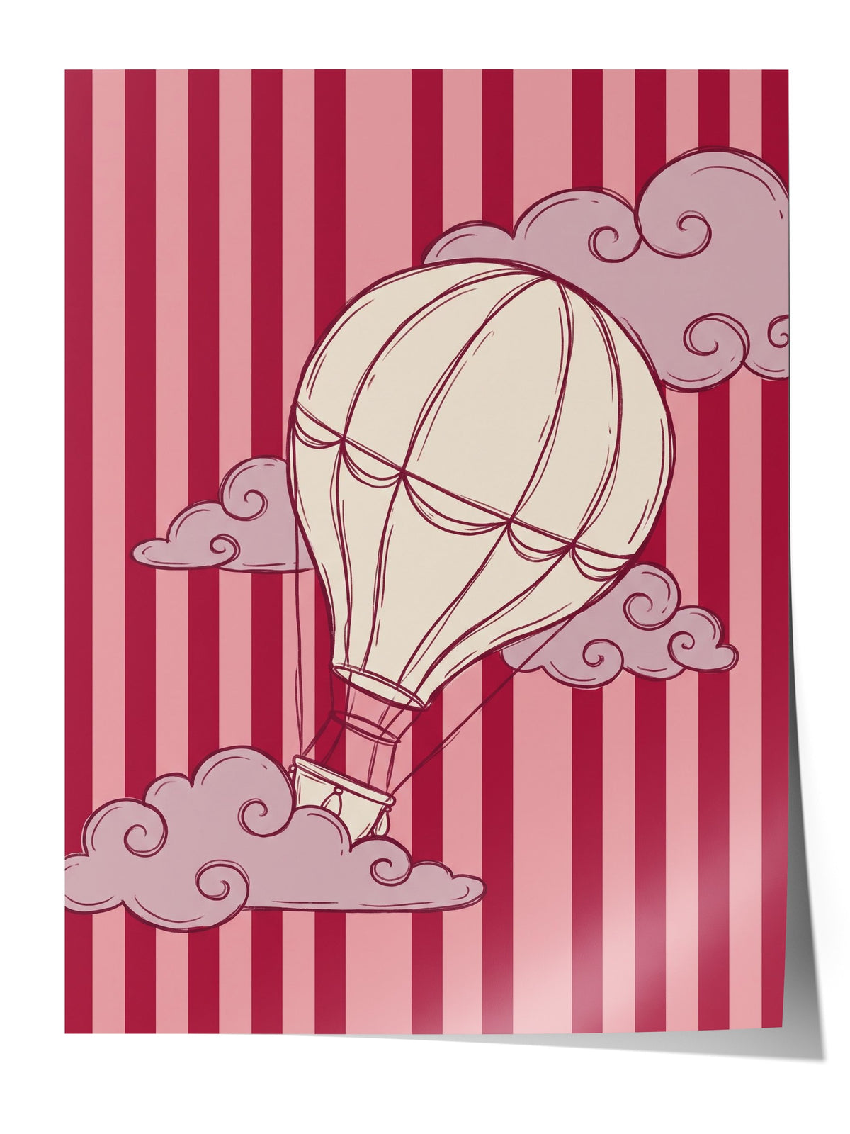 Bulutlar Arasında Uçan Balon Çerçevesiz Poster