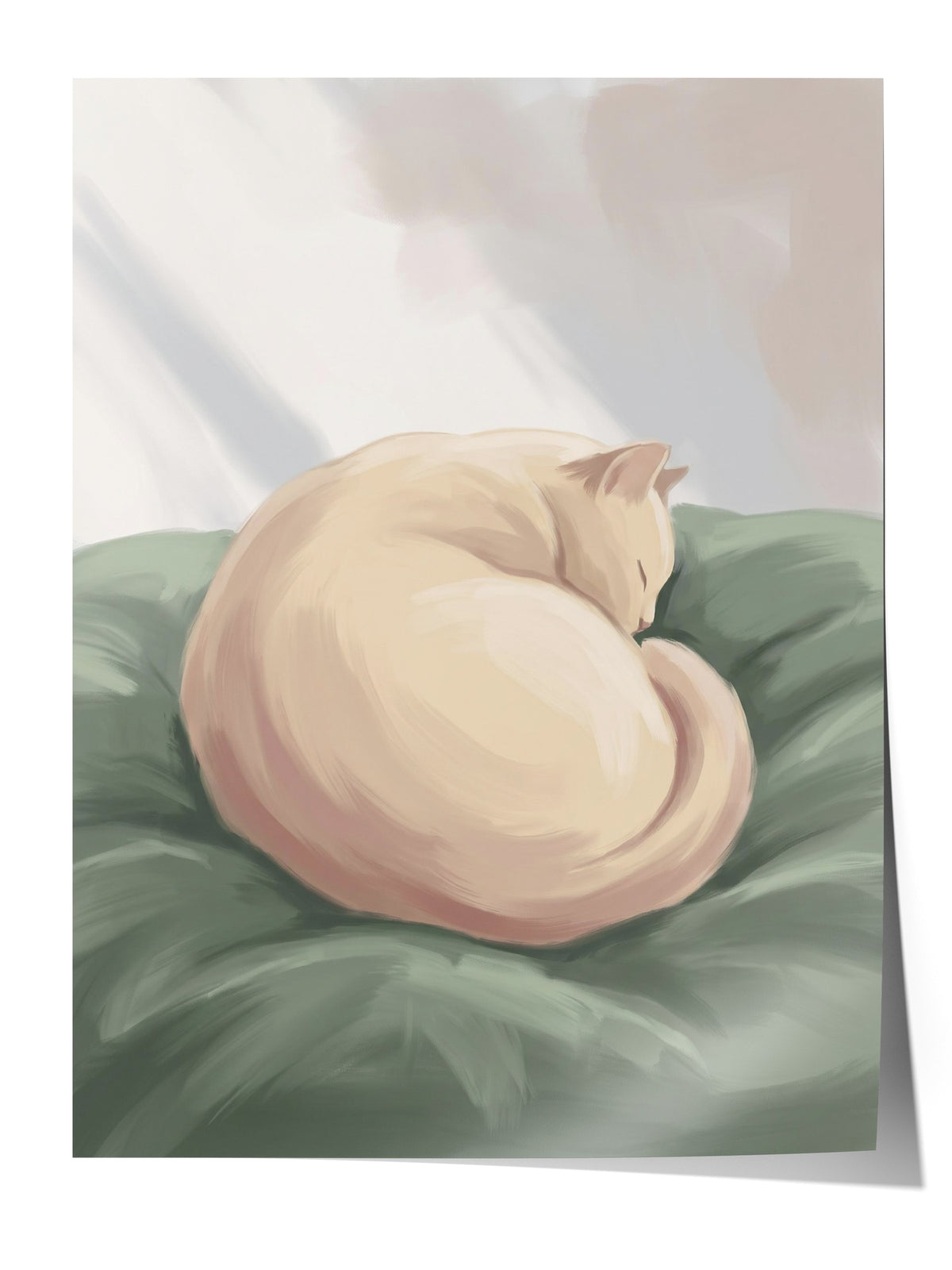 Uyuyan Kedi İllüstrasyonu Çerçevesiz Poster