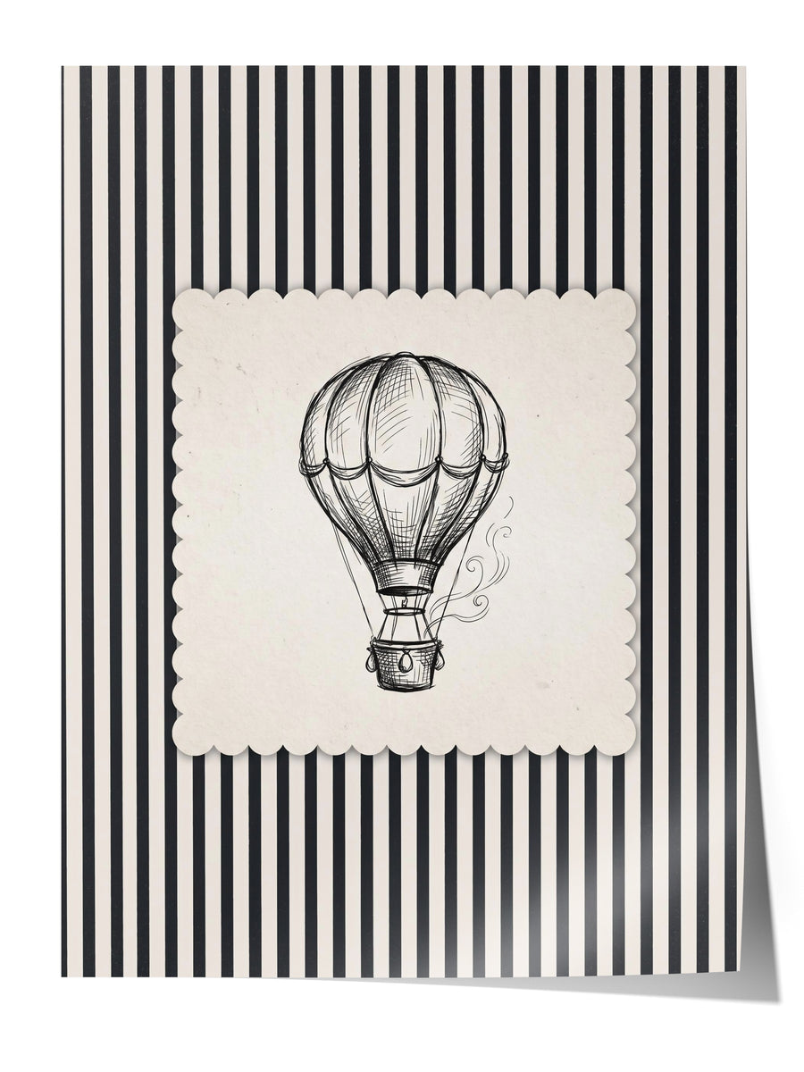Zebra Desenli Balon İllüstrasyonu Çerçevesiz Poster