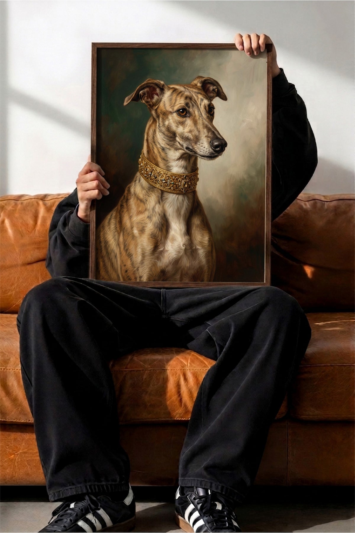 Zarif Köpek Portresi Poster – Kahverengi Çerçeveli Tablo