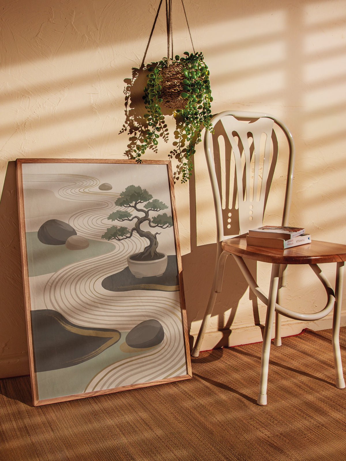 Bonsai ve Zen Bahçesi Poster – Ahşap Çerçeveli Tablo