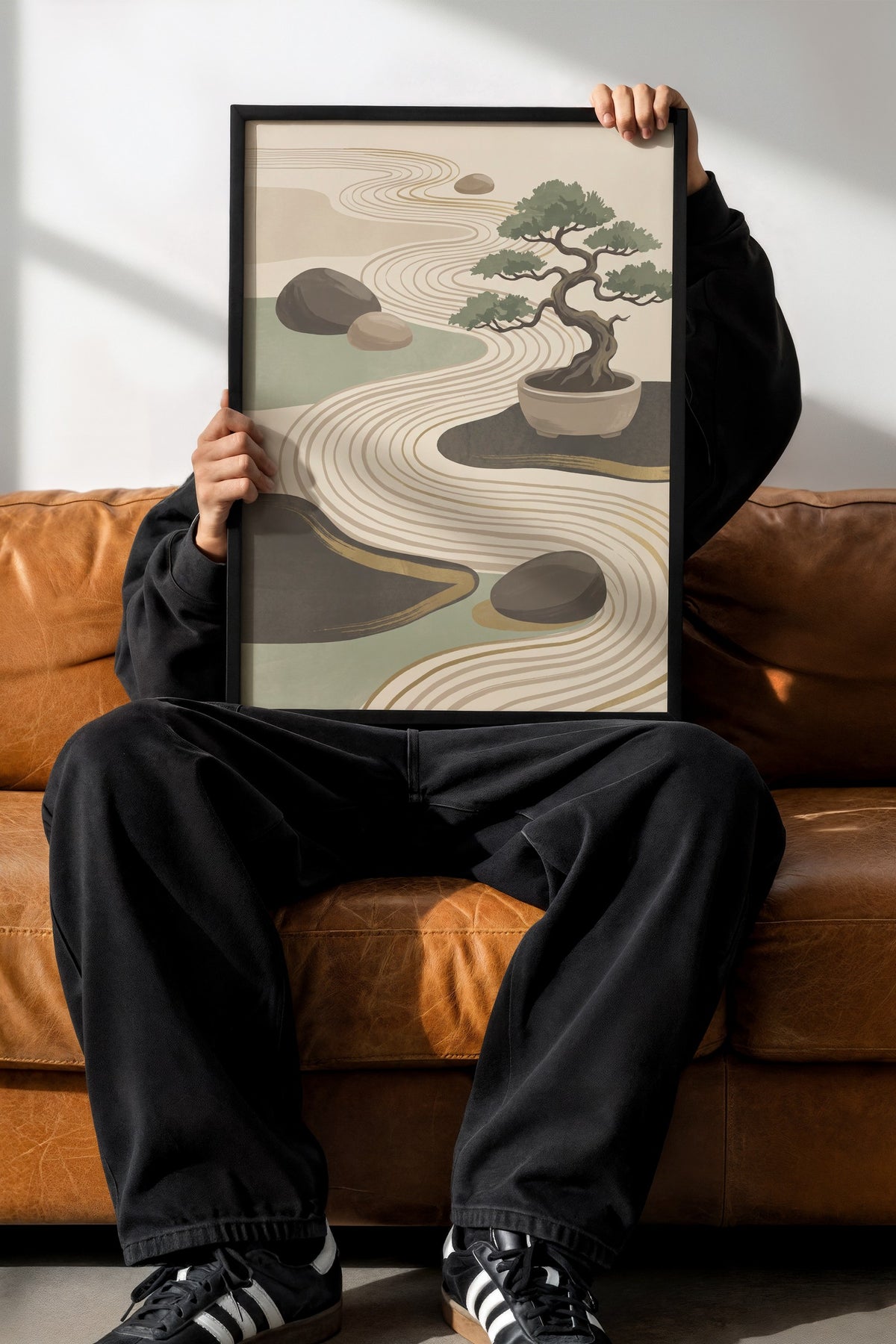 Bonsai ve Zen Bahçesi Poster – Siyah Çerçeveli Tablo