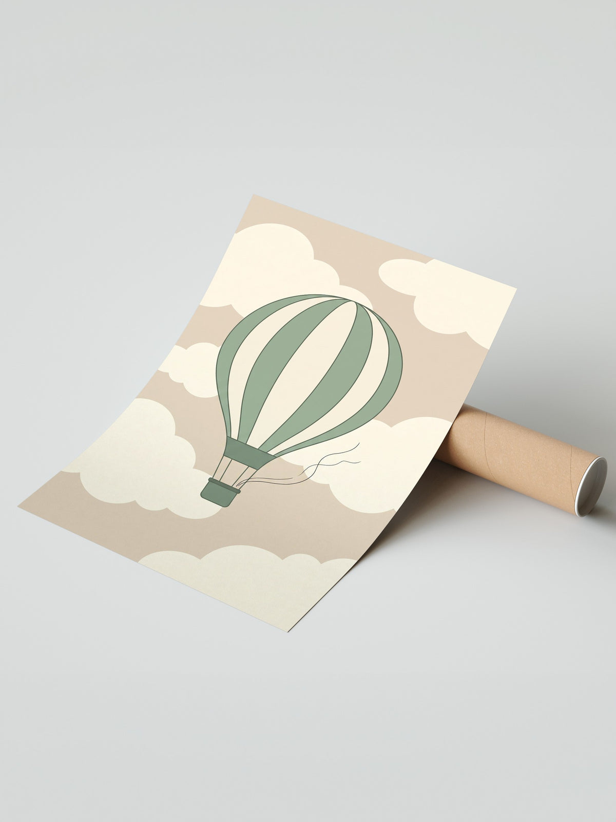 Minimalist Uçan Balon ve Bulutlar Çerçevesiz Poster