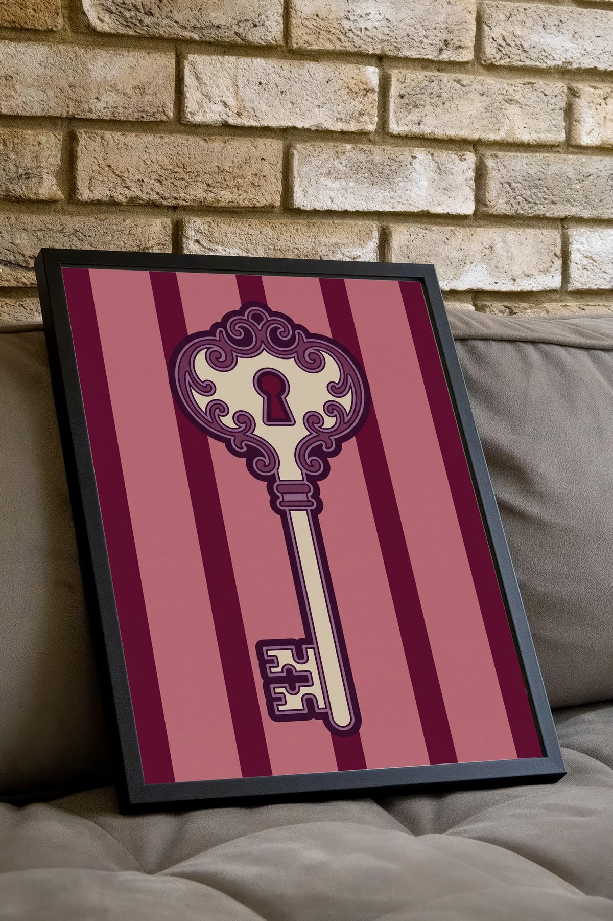 Dekoratif Anahtar İllüstrasyonu Poster – Siyah Çerçeveli Tablo