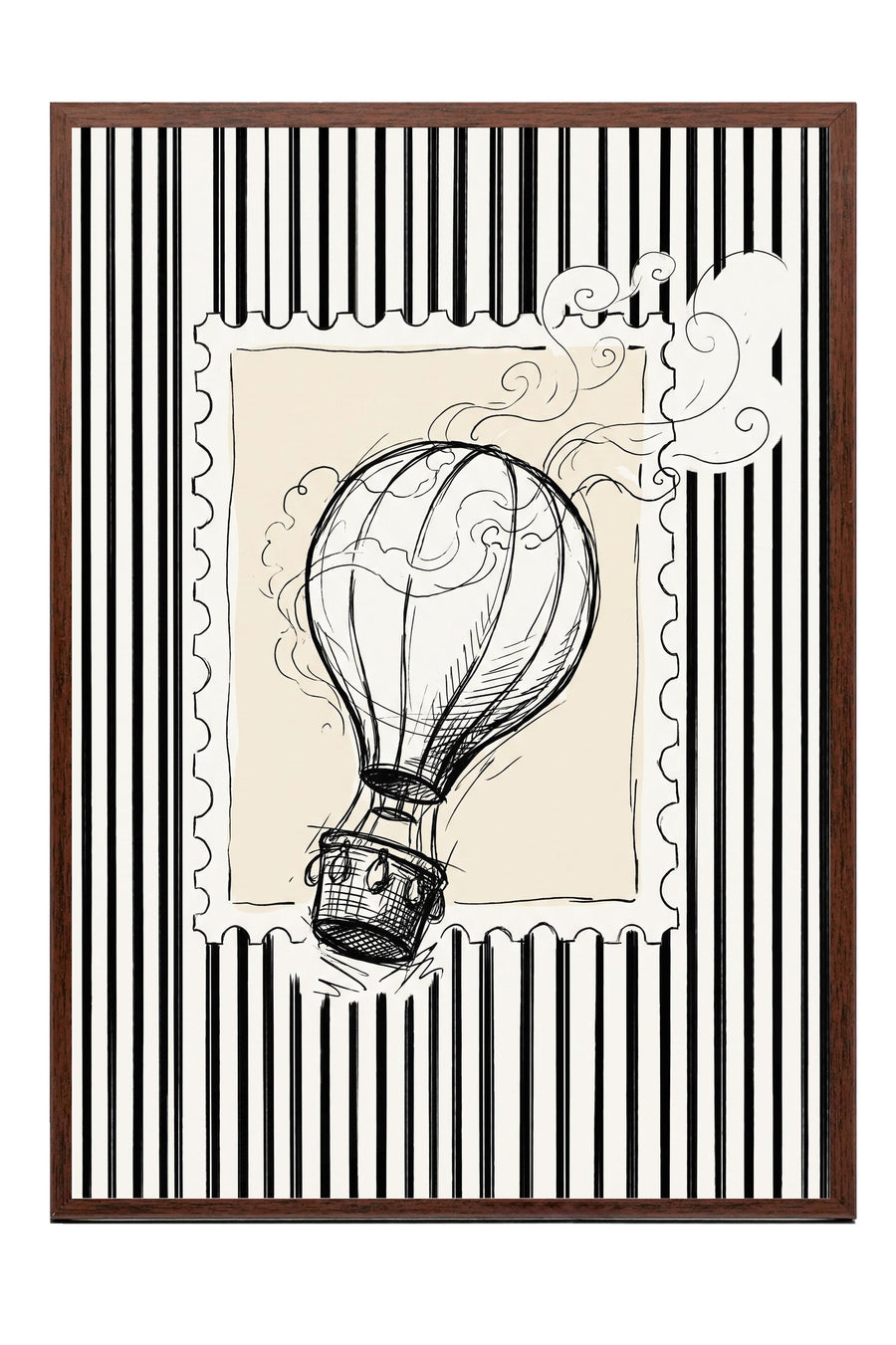 Balon Eskizi ve Fısıltılar Poster – Kahverengi Çerçeveli Tablo