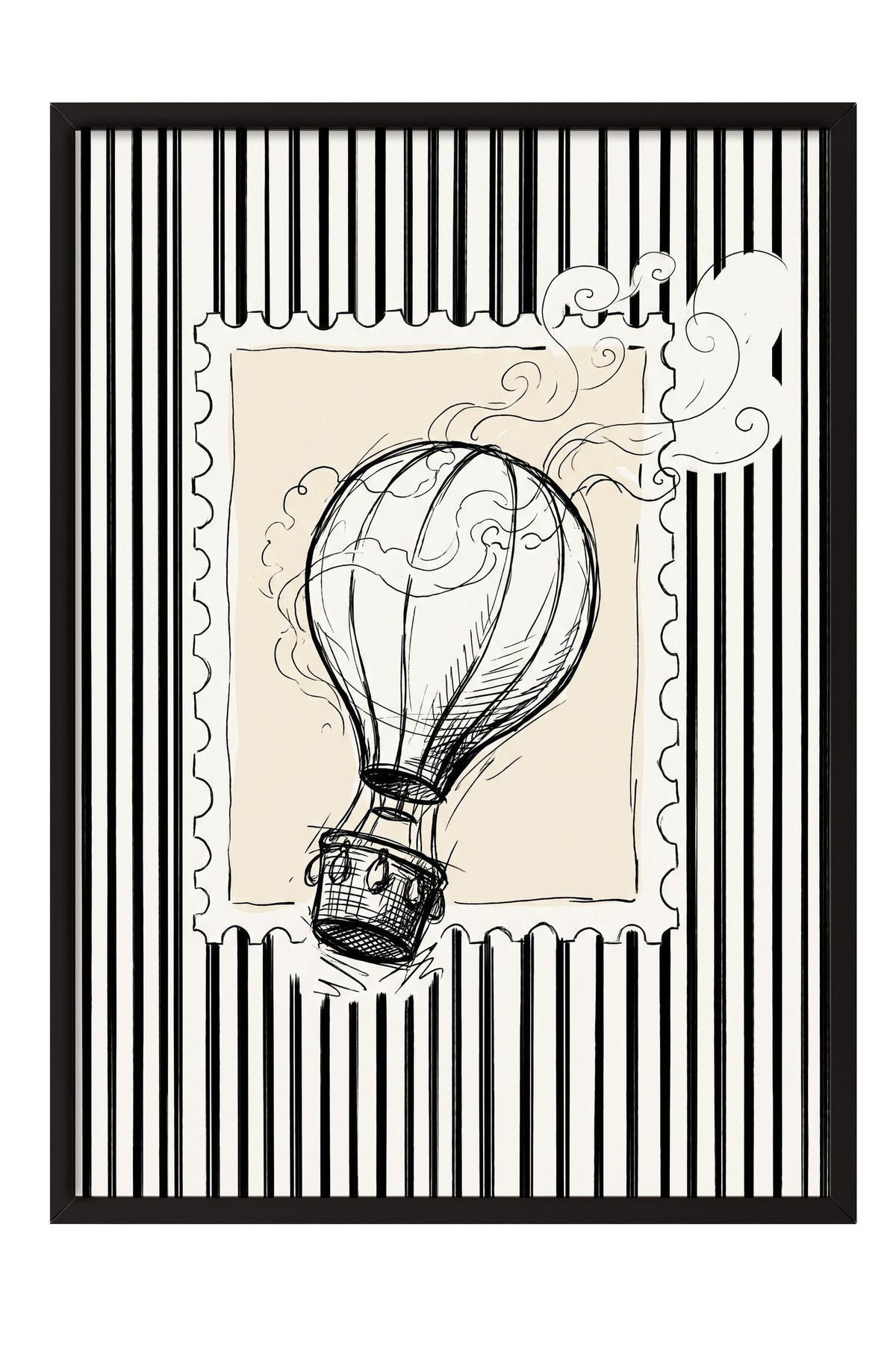 Balon Eskizi ve Fısıltılar Poster – Siyah Çerçeveli Tablo