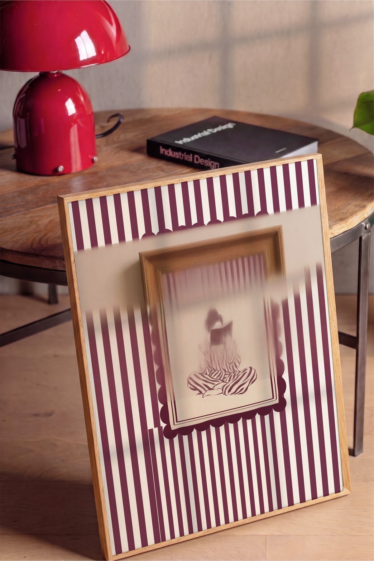 Çizgilerle Kitap Okuyan Figür Poster – Ahşap Çerçeveli Tablo