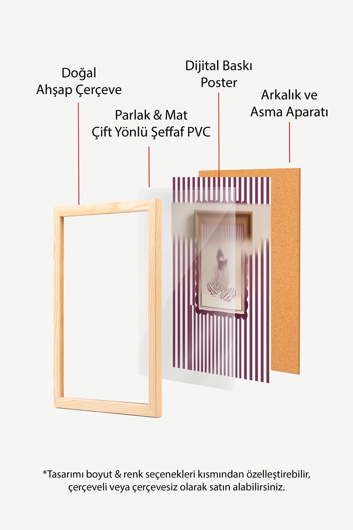 Çizgilerle Kitap Okuyan Figür Poster – Ahşap Çerçeveli Tablo