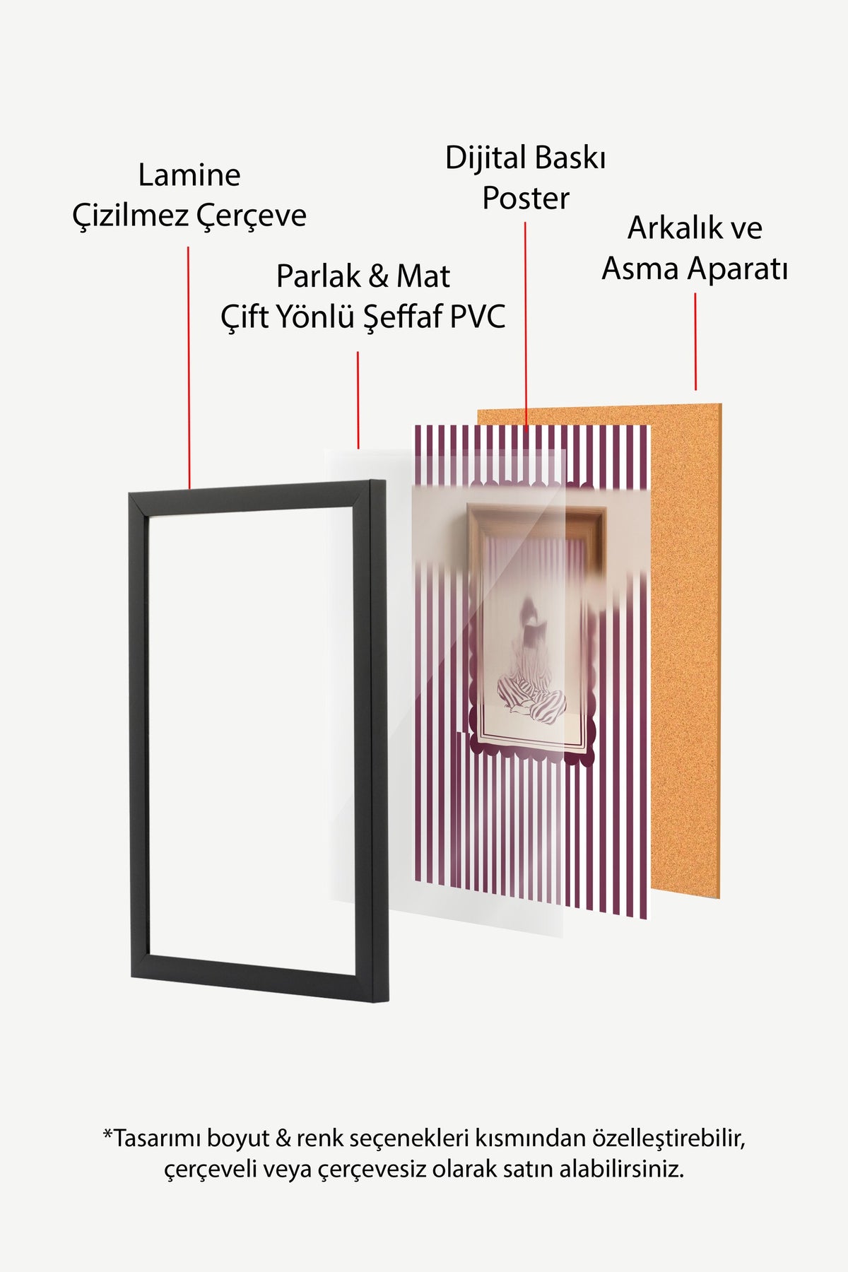 Çizgilerle Kitap Okuyan Figür Poster – Siyah Çerçeveli Tablo