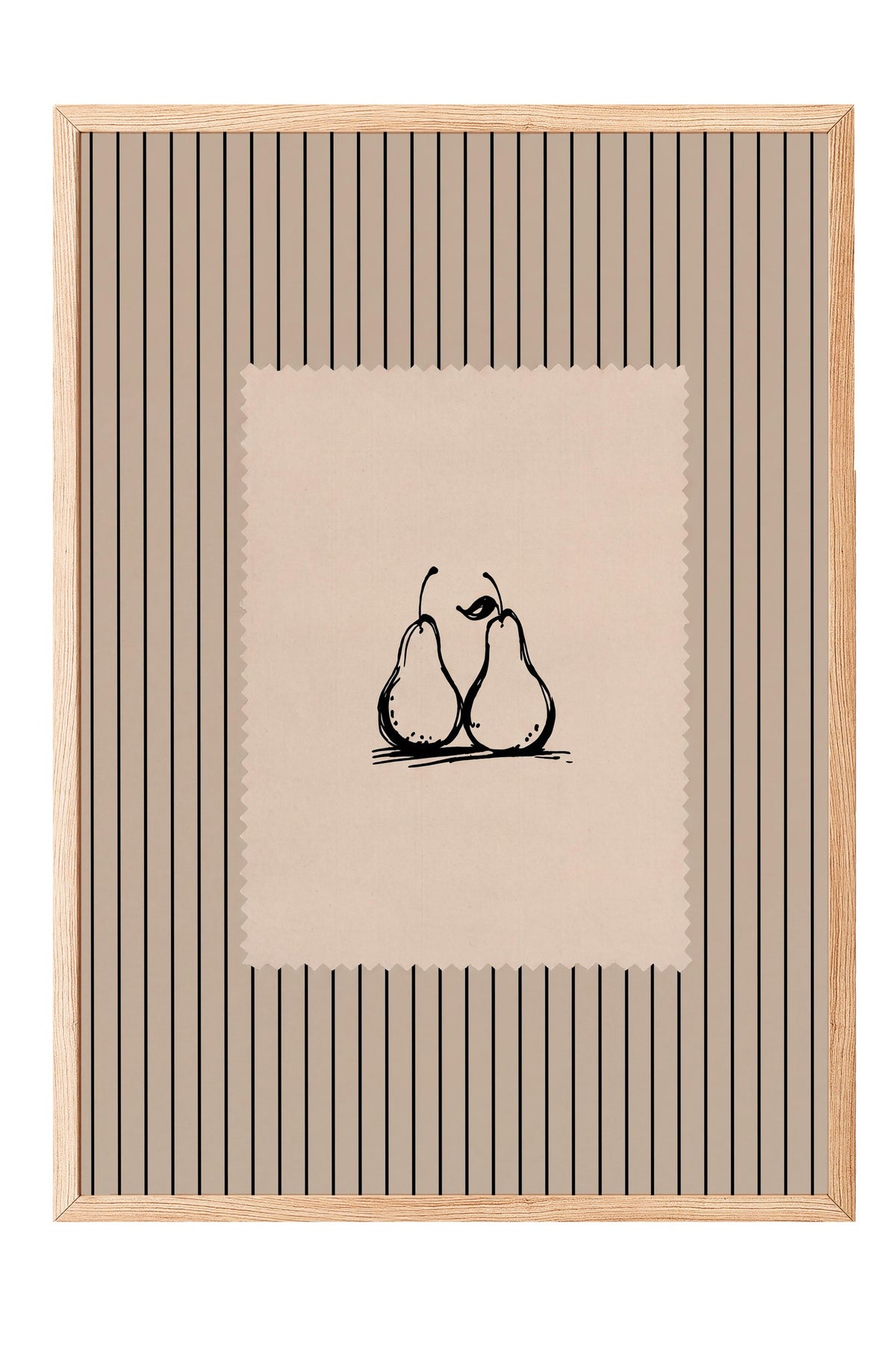 Minimalist İki Armut Çizimi Poster – Ahşap Çerçeveli Tablo