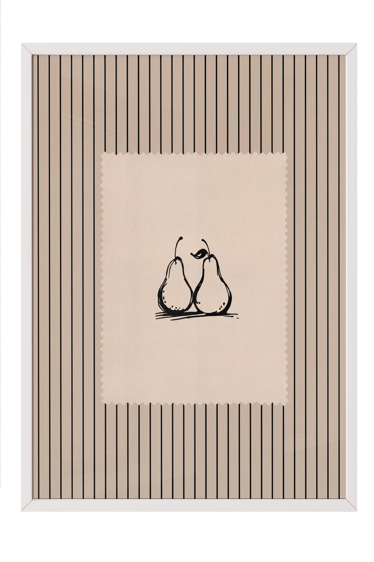 Minimalist İki Armut Çizimi Poster – Beyaz Çerçeveli Tablo