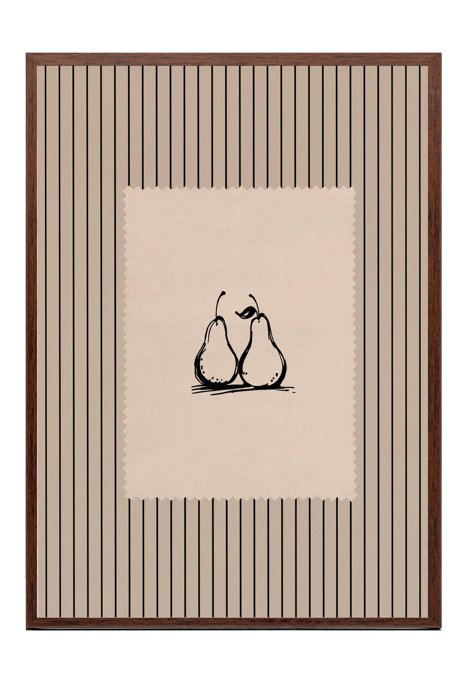Minimalist İki Armut Çizimi Poster – Kahverengi Çerçeveli Tablo
