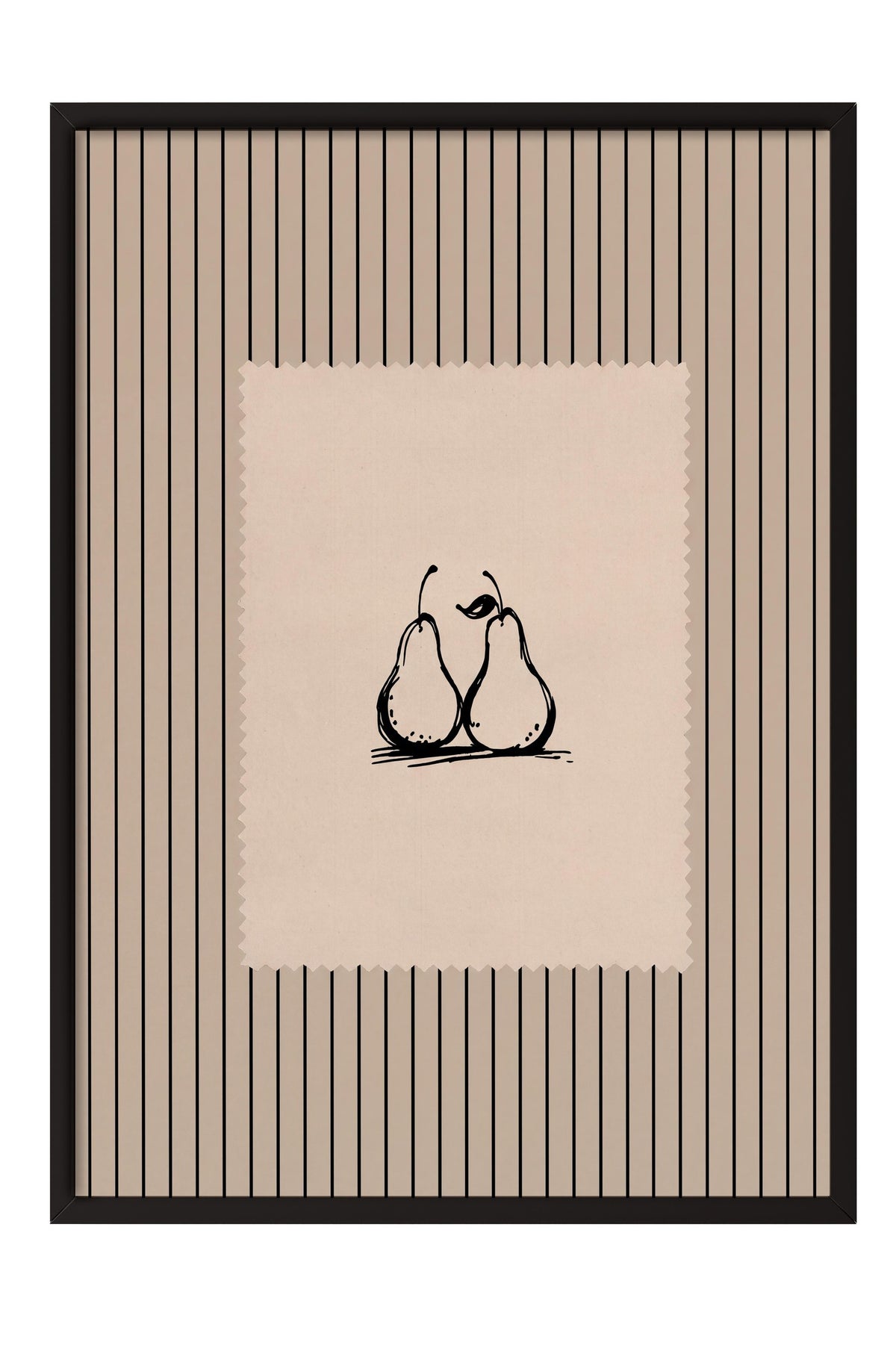 Minimalist İki Armut Çizimi Poster – Siyah Çerçeveli Tablo