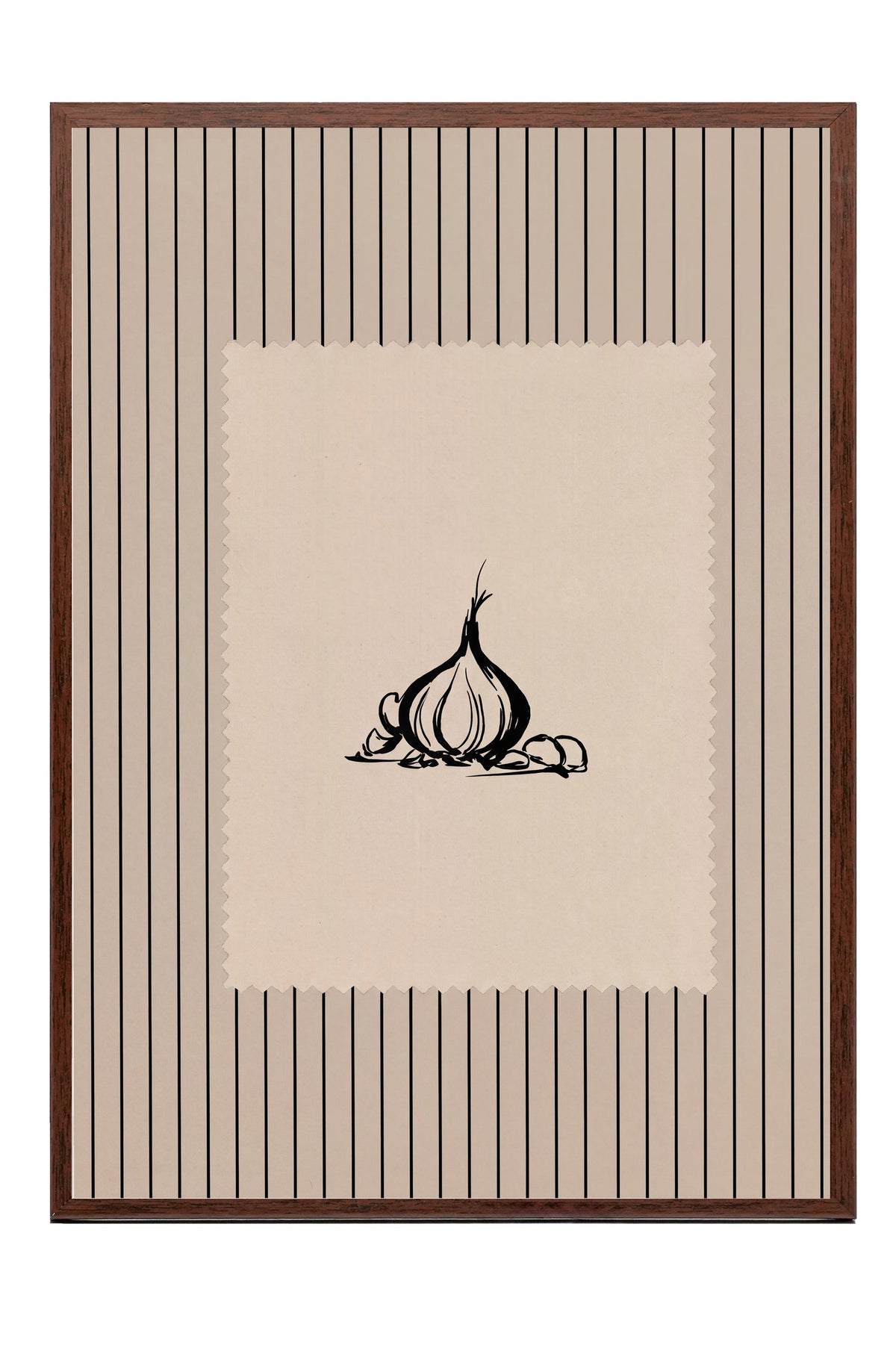 Soyut Sarımsak Tasarımı Poster – Kahverengi Çerçeveli Tablo