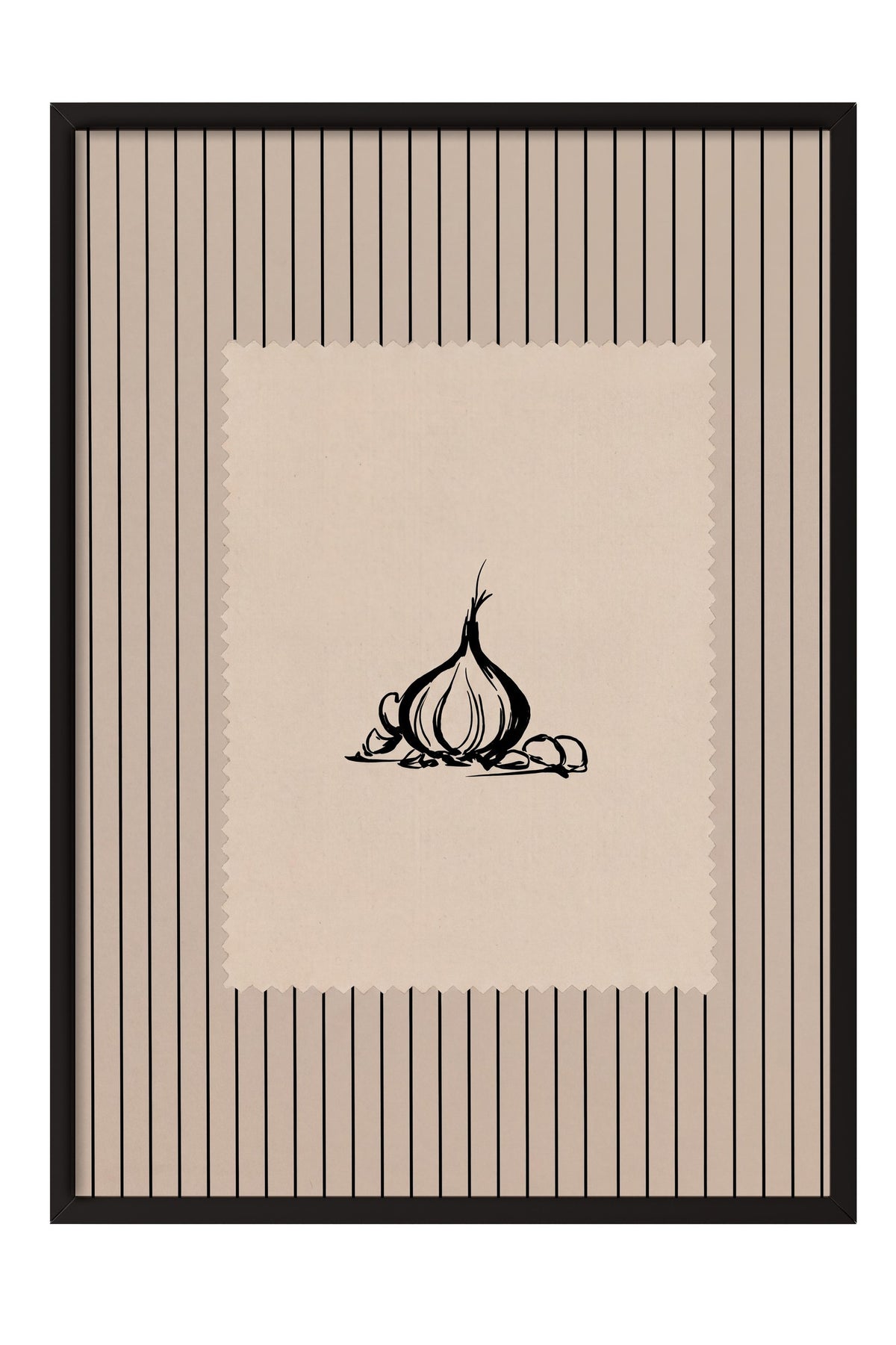 Soyut Sarımsak Tasarımı Poster – Siyah Çerçeveli Tablo