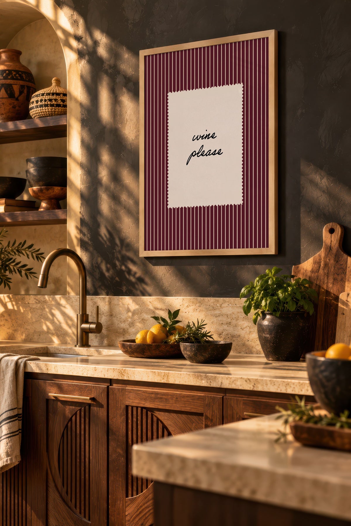 wine please Poster – Ahşap Çerçeveli Tablo